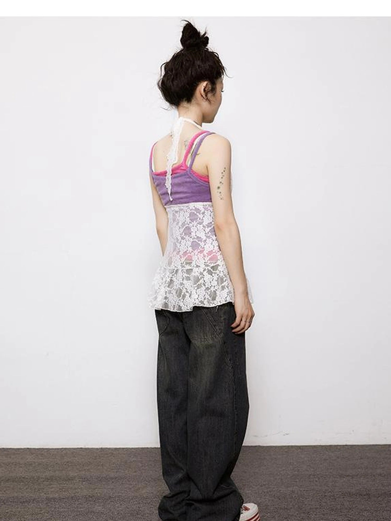 Adjustable Bow Halter Top With Wave Hem