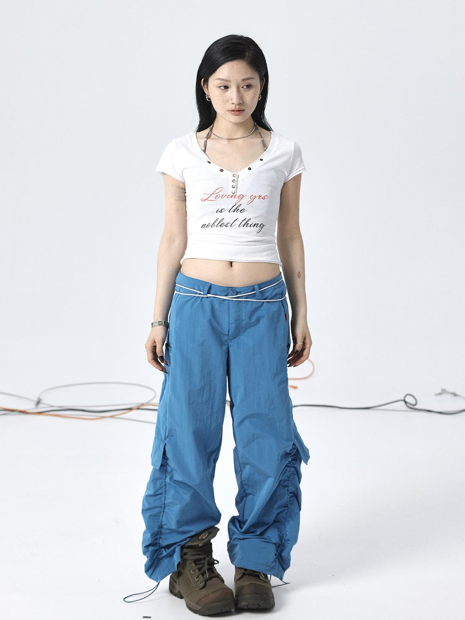Achihara Adjustable Parachute Pants & Fishtail Skirt Set