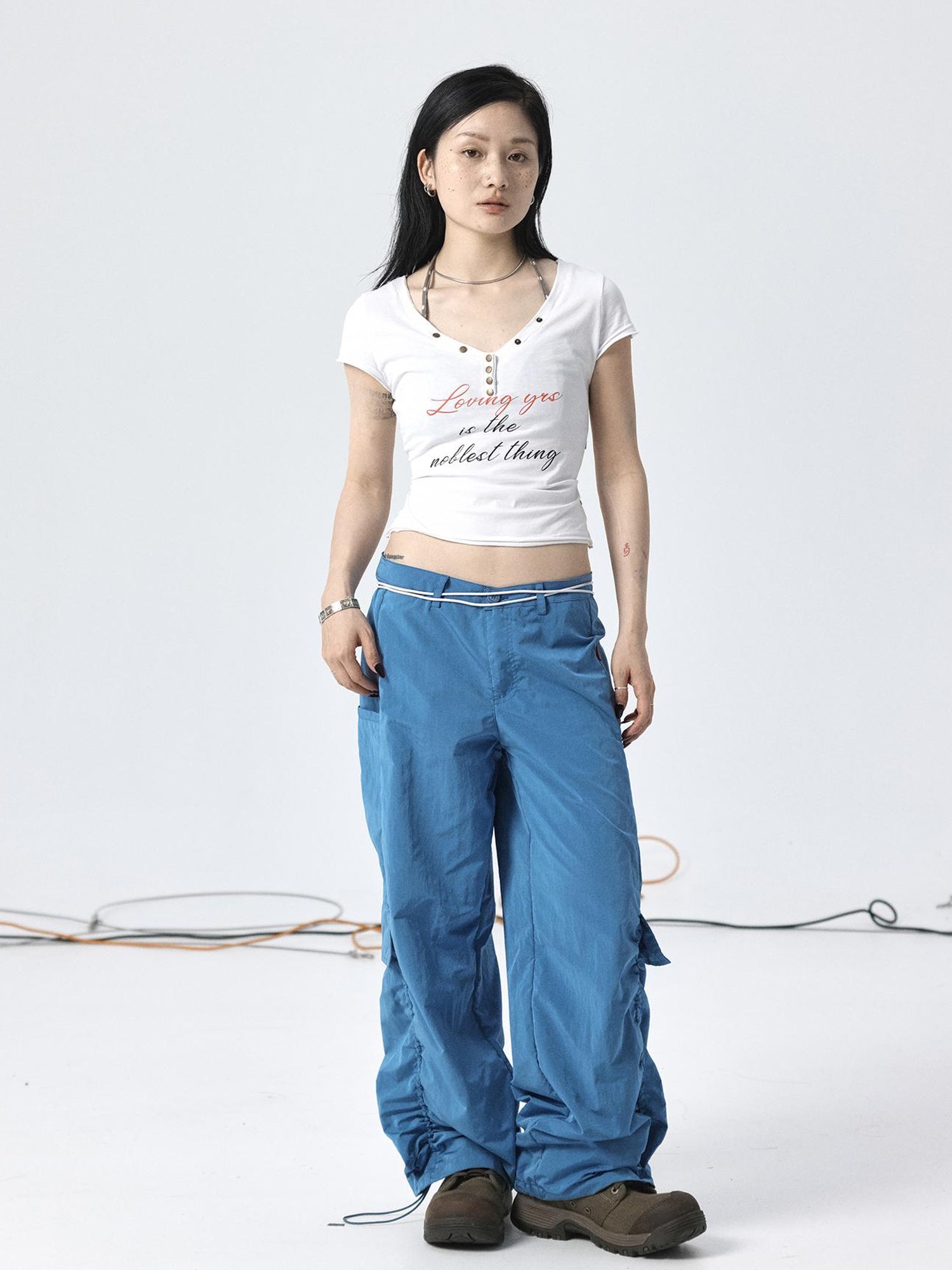 Achihara Adjustable Parachute Pants & Fishtail Skirt Set