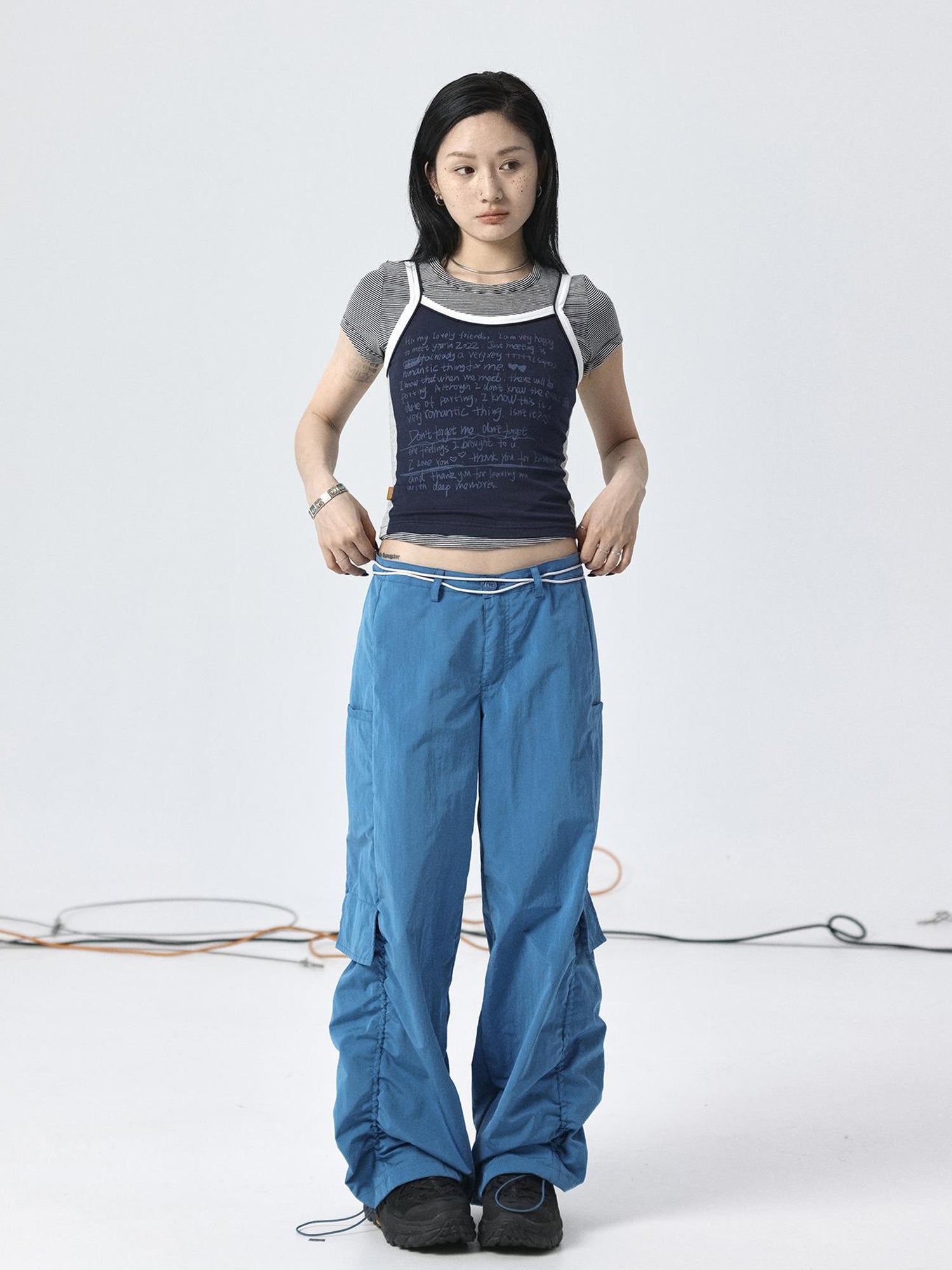 Achihara Adjustable Parachute Pants & Fishtail Skirt Set