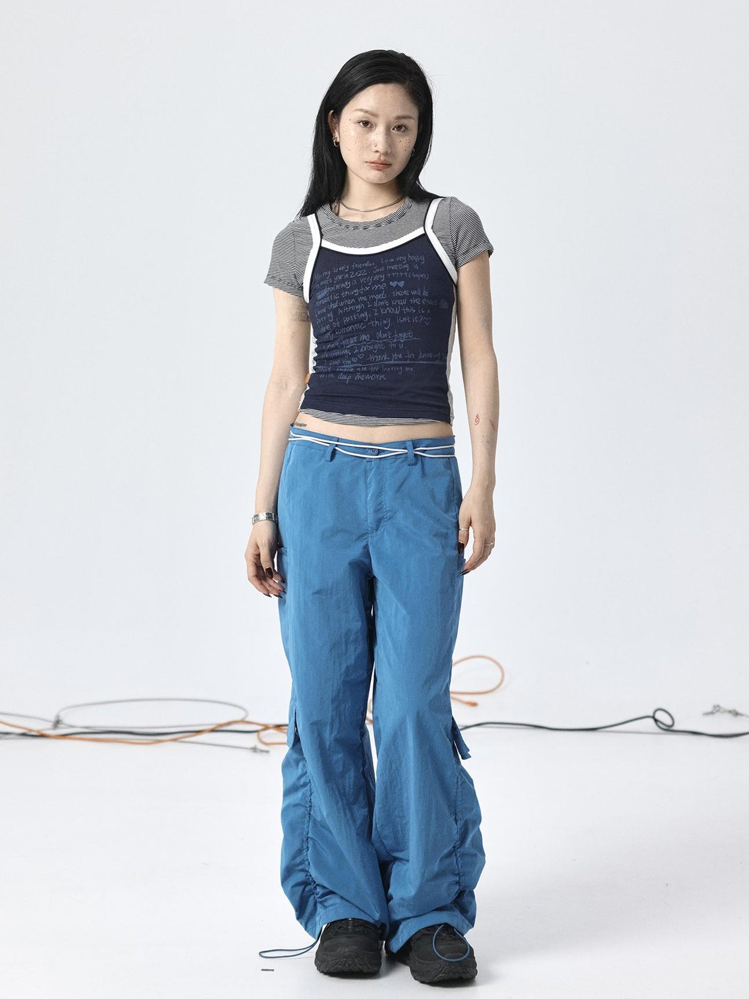 Achihara Adjustable Parachute Pants & Fishtail Skirt Set