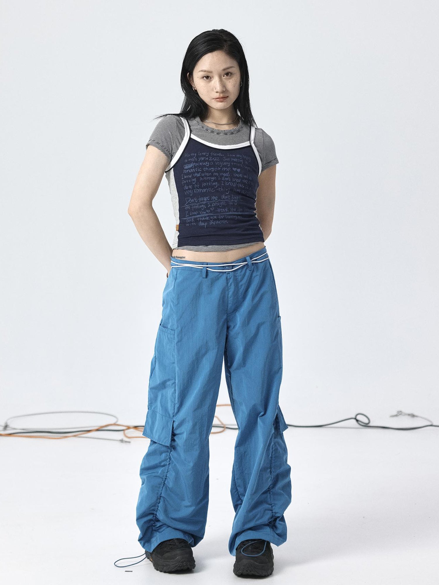 Achihara Adjustable Parachute Pants & Fishtail Skirt Set
