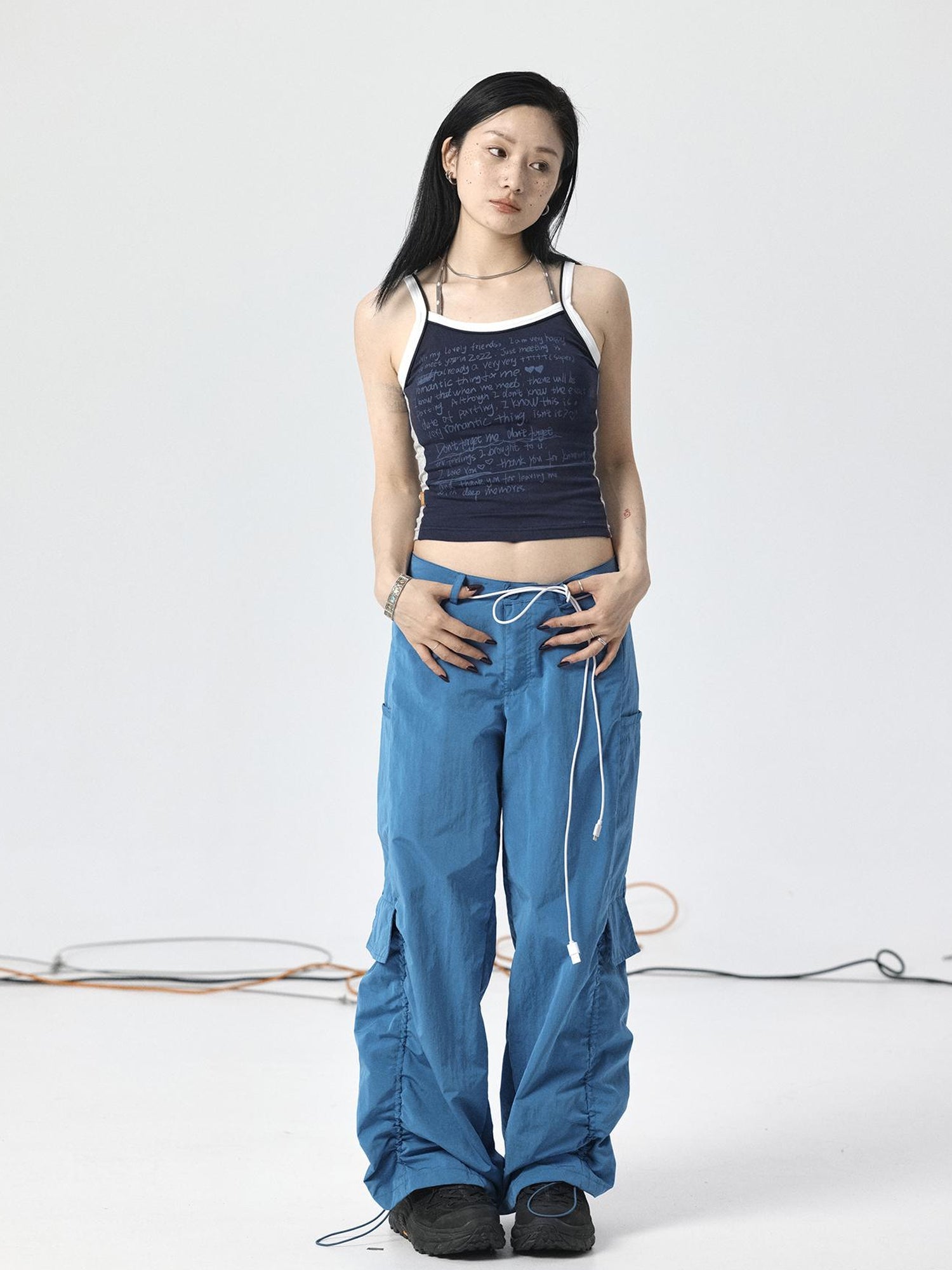 Achihara Adjustable Parachute Pants & Fishtail Skirt Set