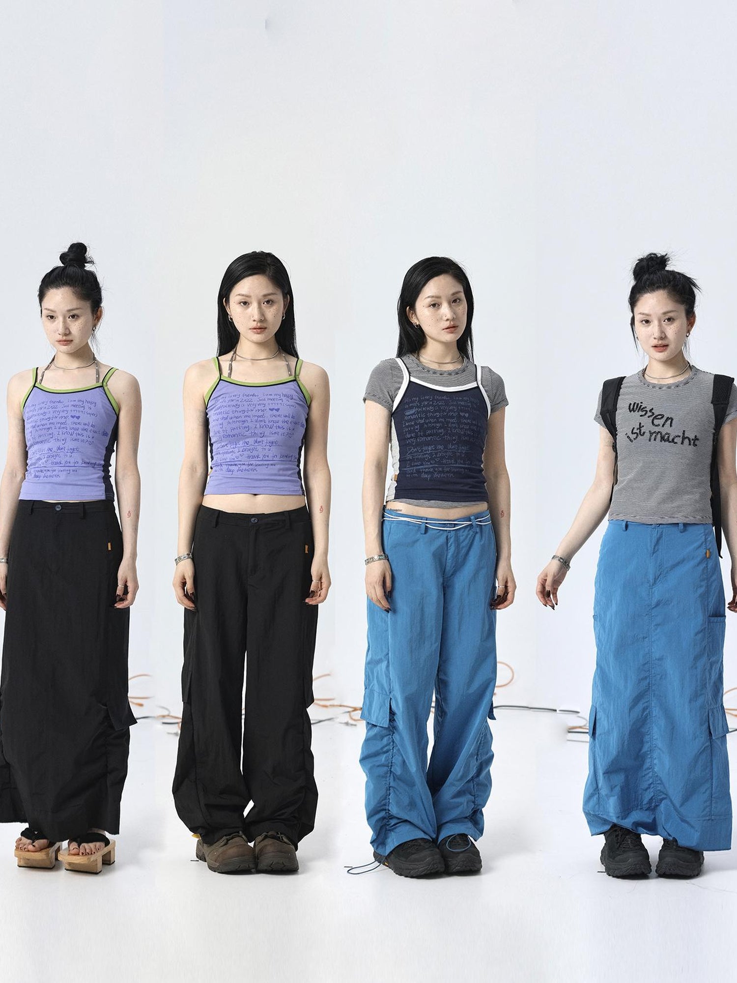 Achihara Adjustable Parachute Pants & Fishtail Skirt Set