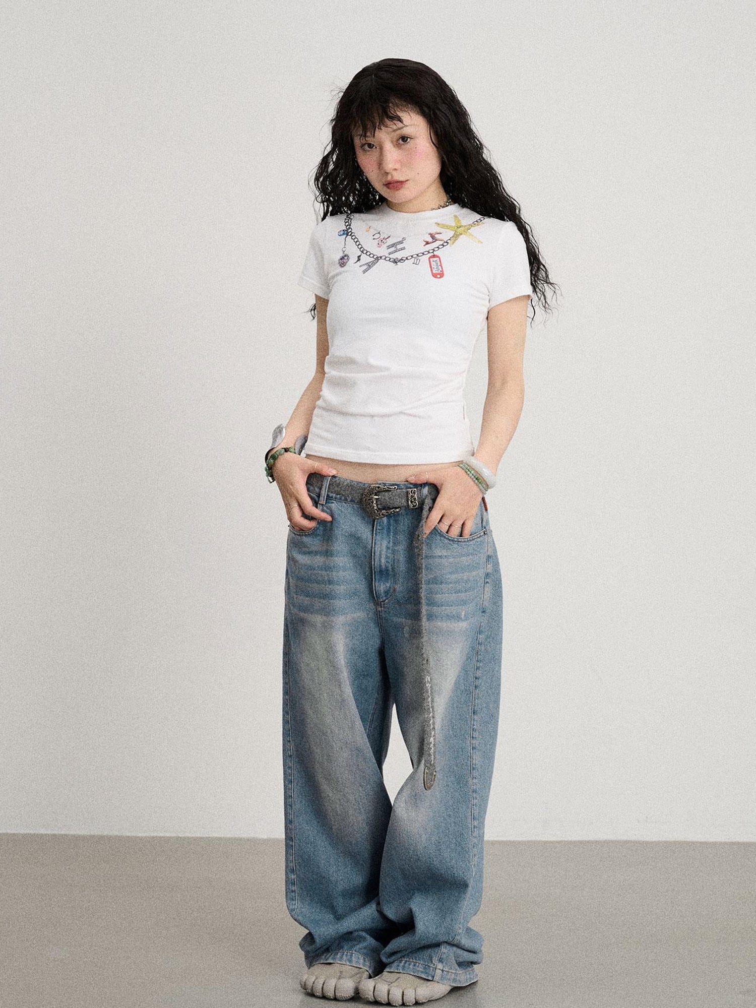 Achihara Alocasia Cotton Tee With Star Charm