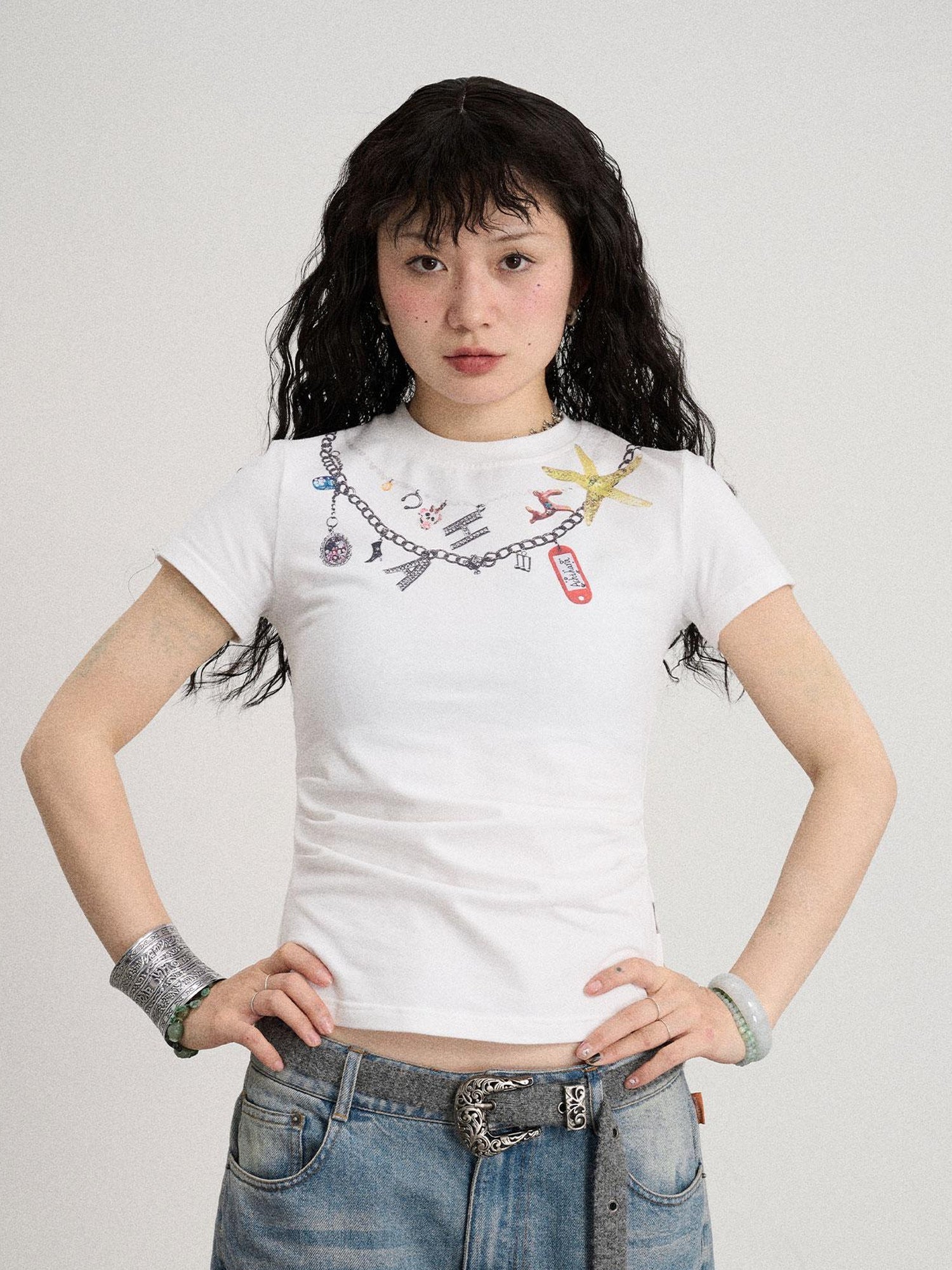 Achihara Alocasia Cotton Tee With Star Charm
