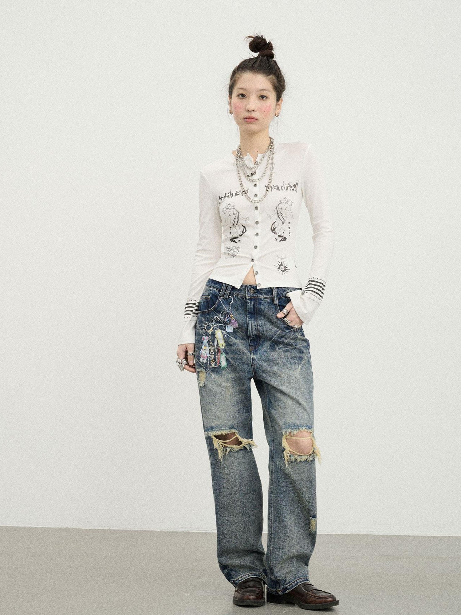 Achihara Autumn Sequence Flared Sleeve Cardigan