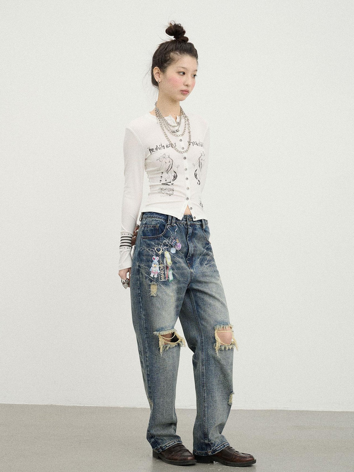 Achihara Autumn Sequence Flared Sleeve Cardigan