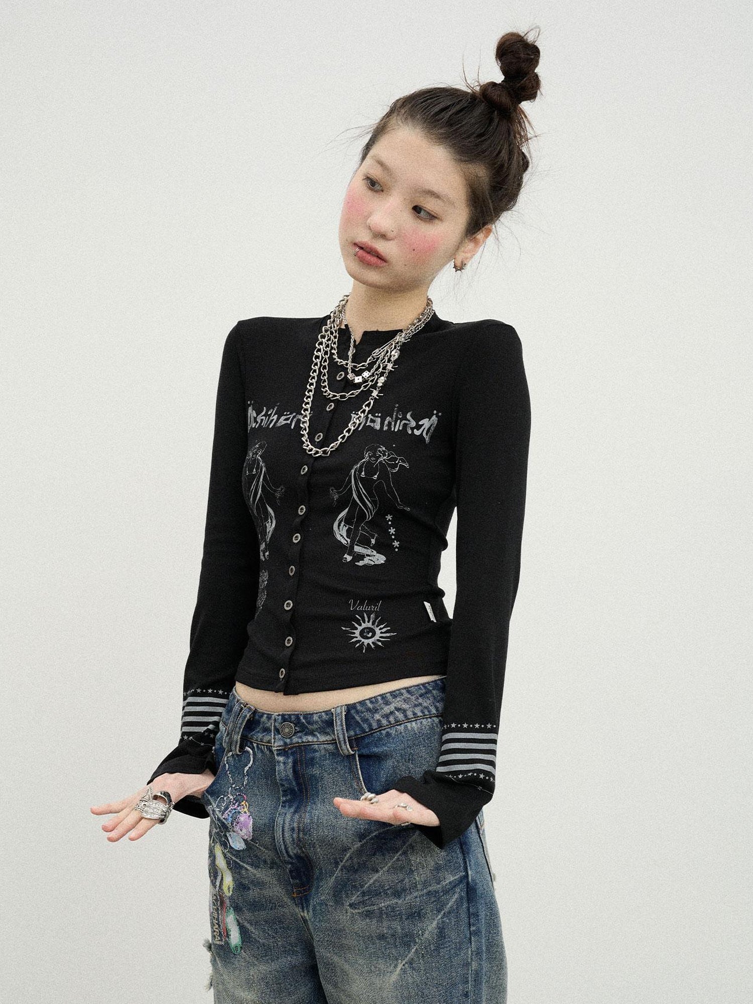 Achihara Autumn Sequence Flared Sleeve Cardigan