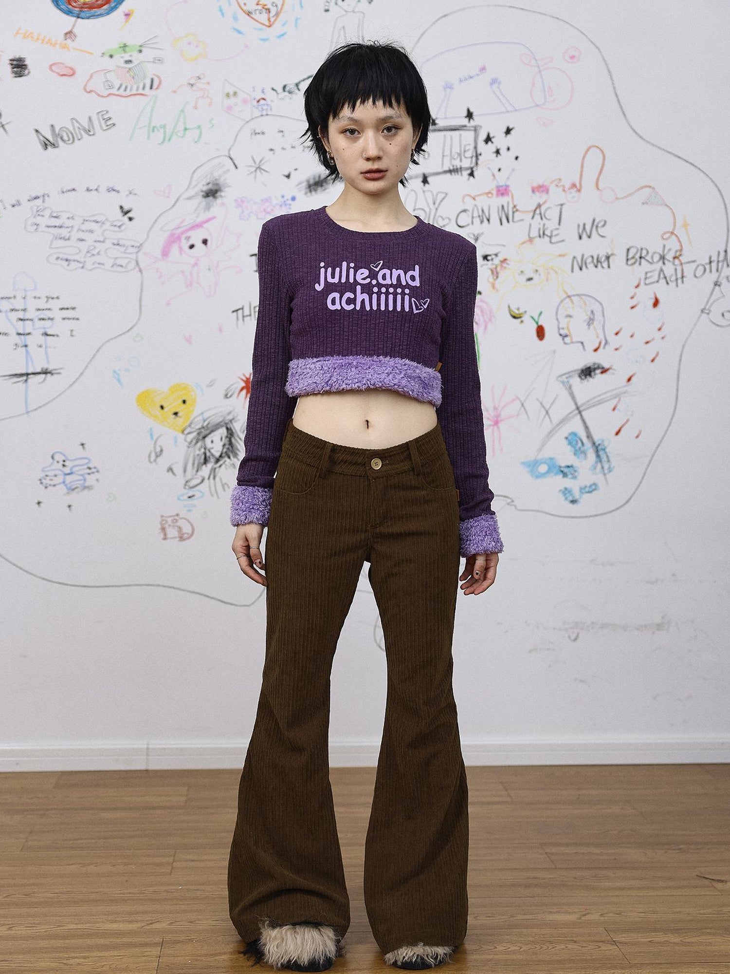 Achihara Autumn Wide Leg Corduroy Pants