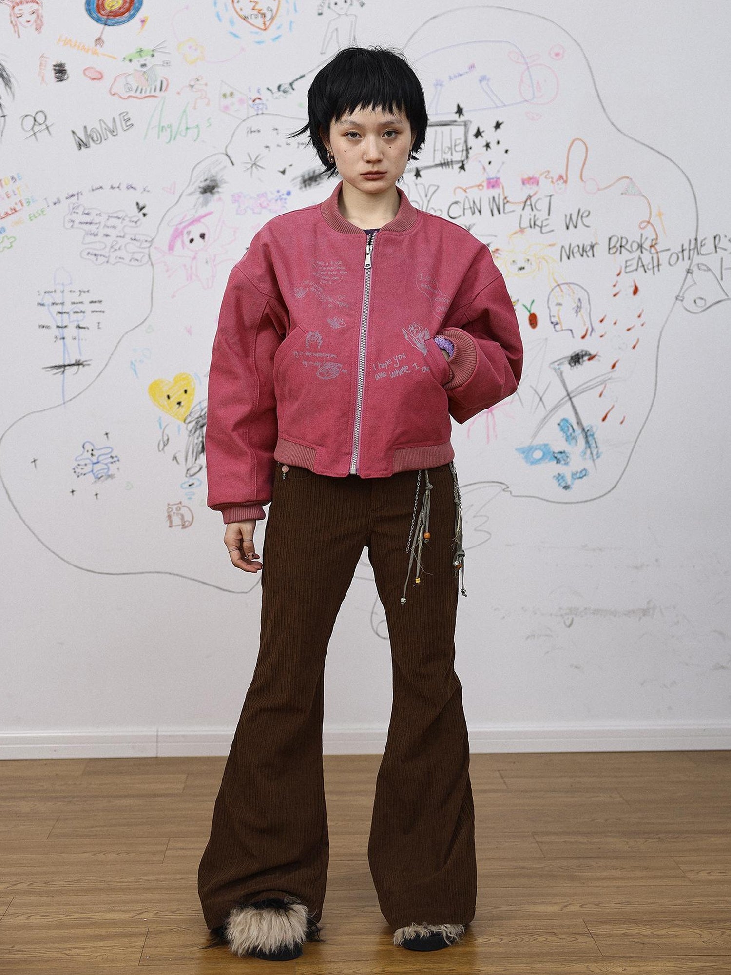 Achihara Autumn Wide Leg Corduroy Pants