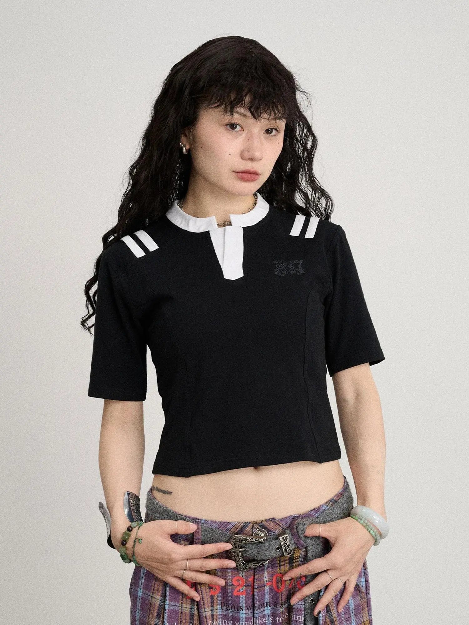 Baroque Football Tee For Women V-Neck T-Shirt Long-Sleeve