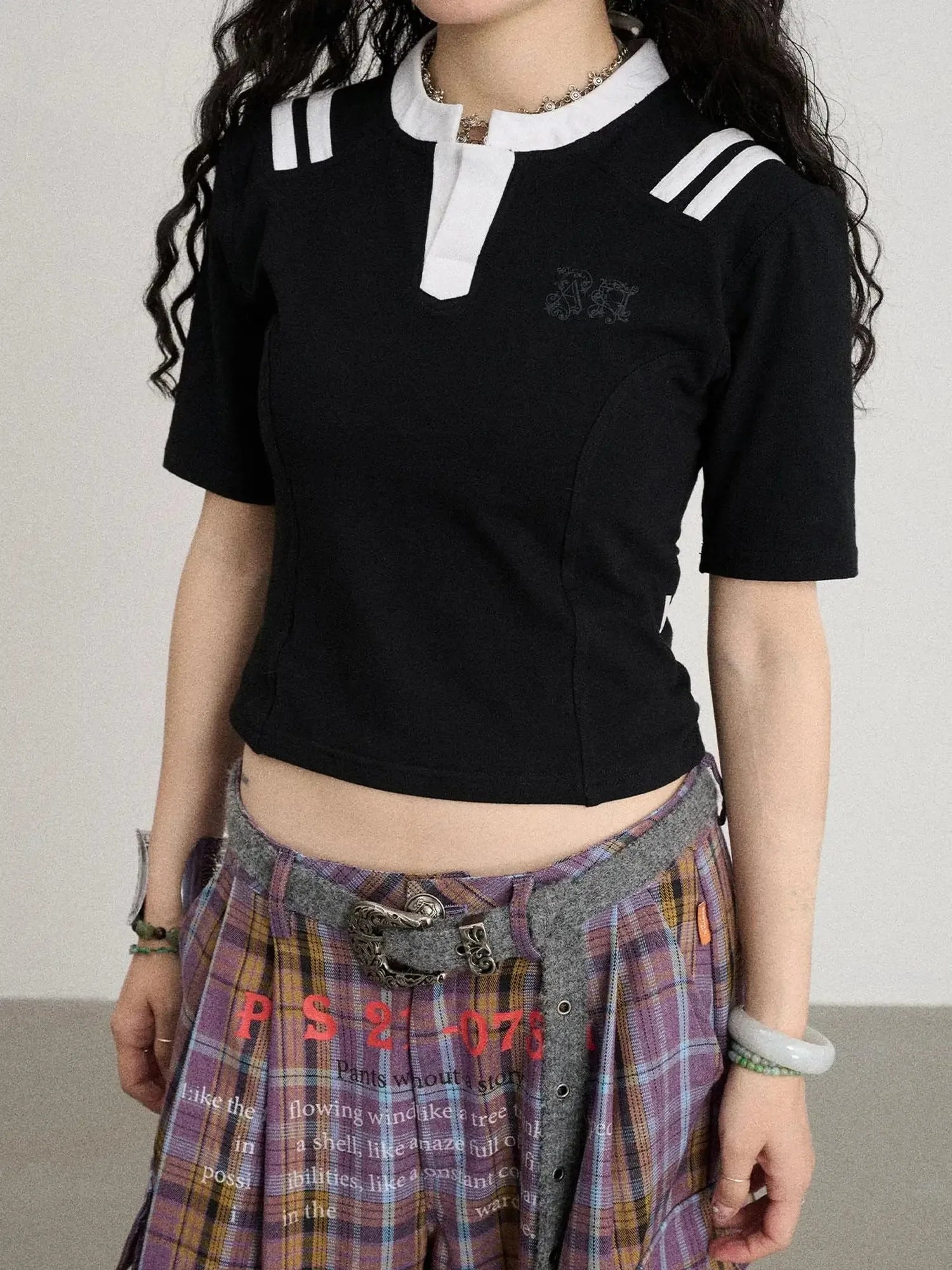 Baroque Football Tee For Women V-Neck T-Shirt Long-Sleeve