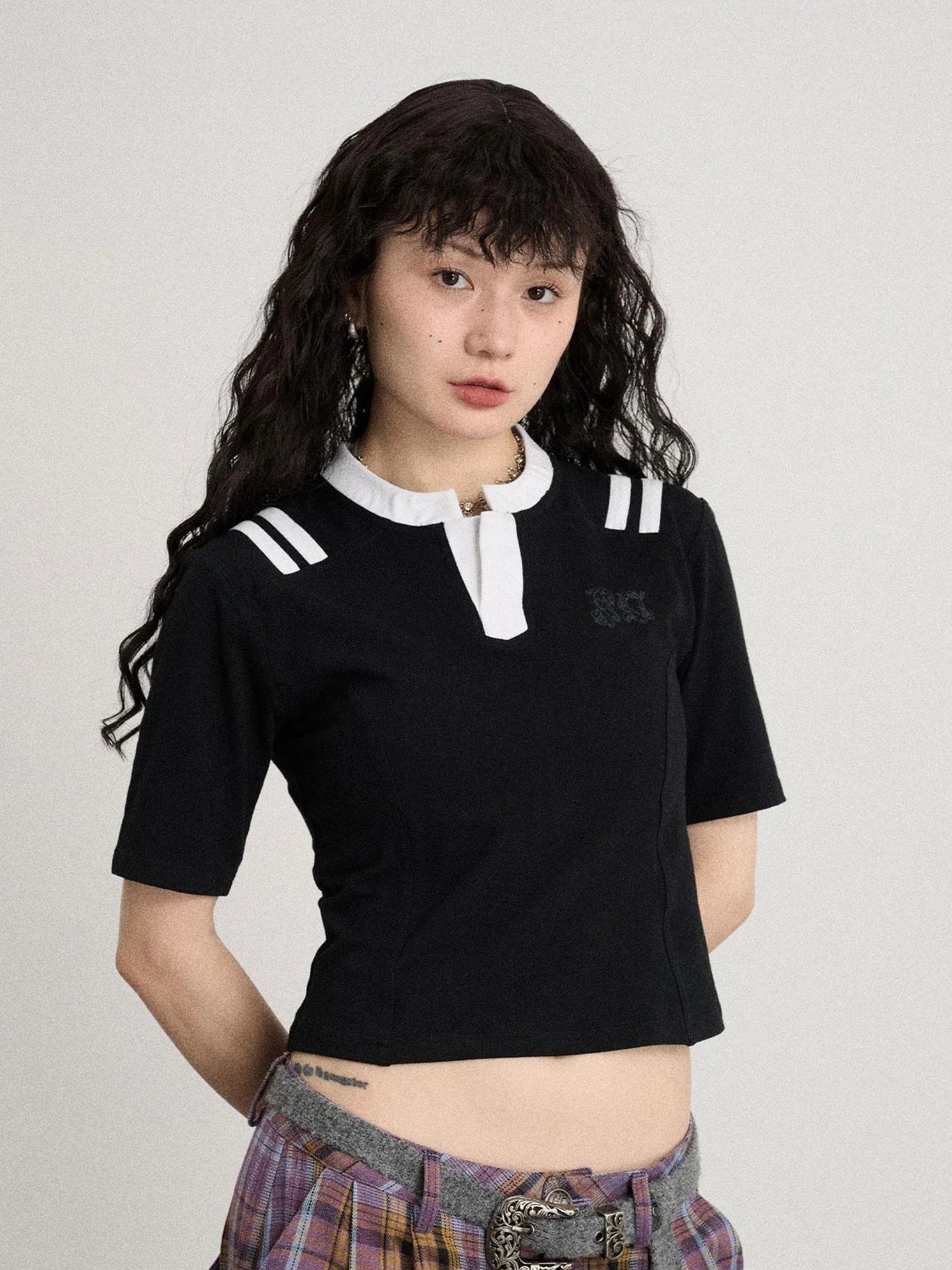Baroque Football Tee For Women V-Neck T-Shirt Long-Sleeve