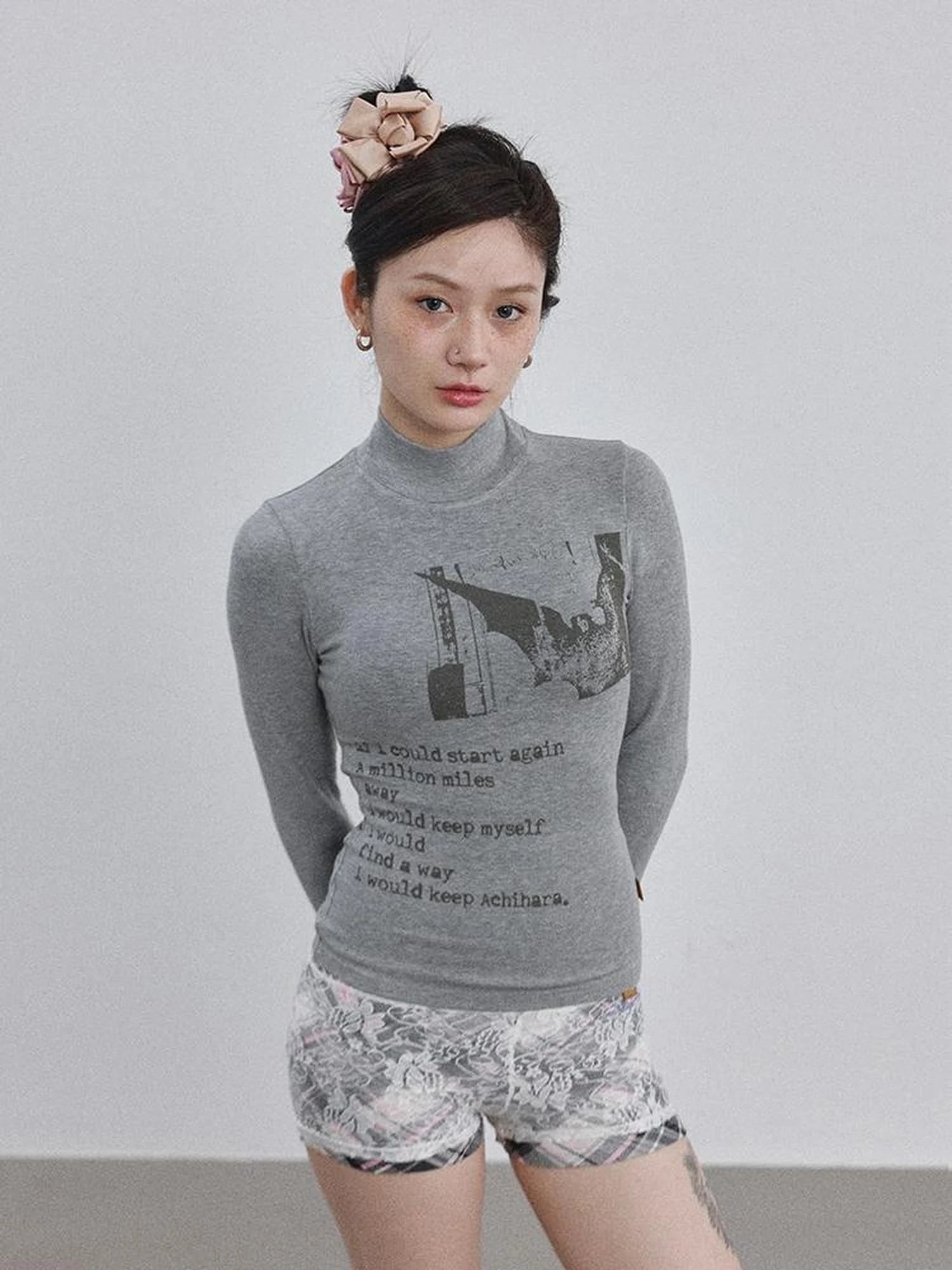 Bauhaus Lyric Print Merino Turtleneck Tee