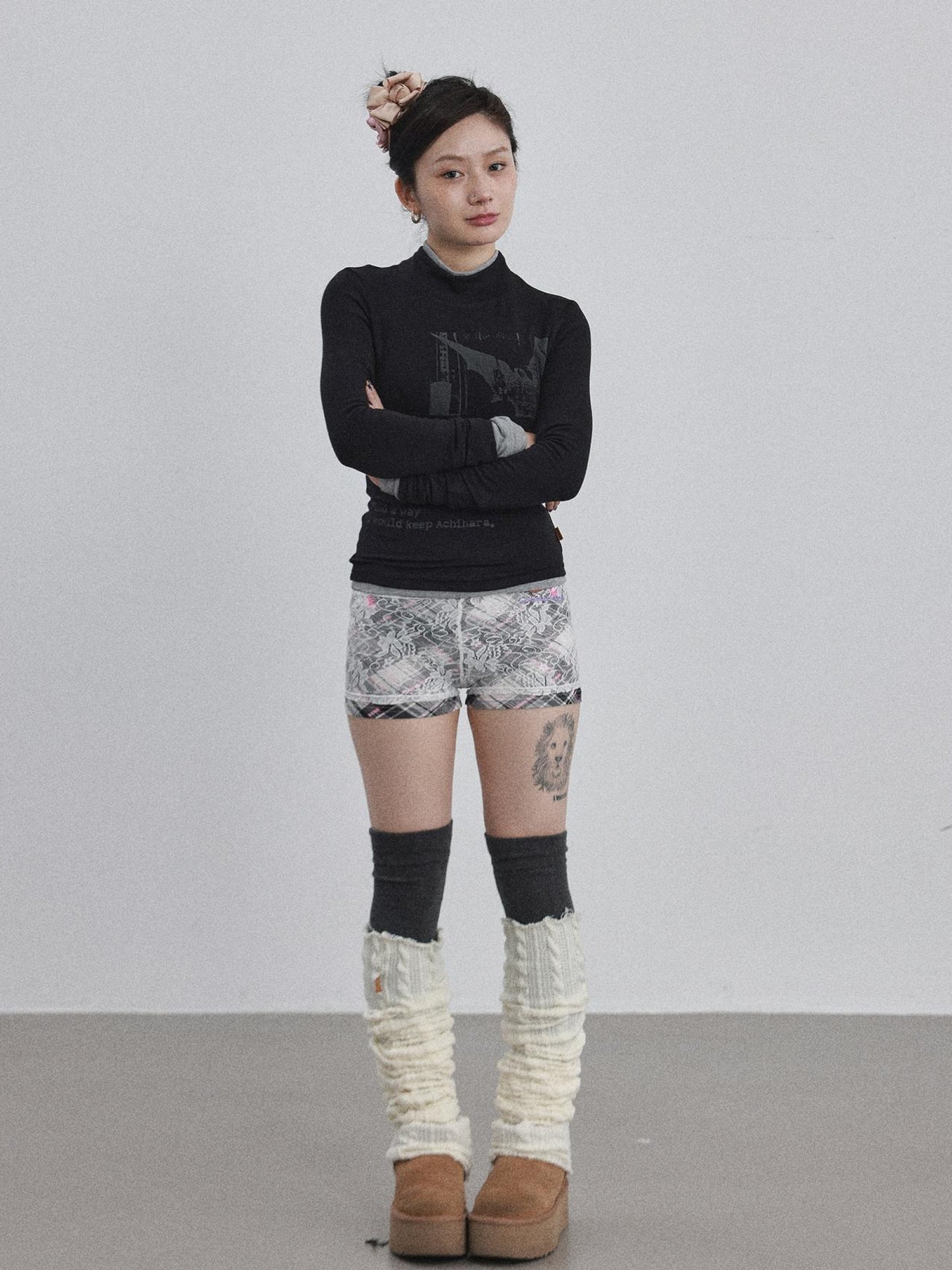 Achihara Bauhaus Lyric Print Merino Turtleneck Tee