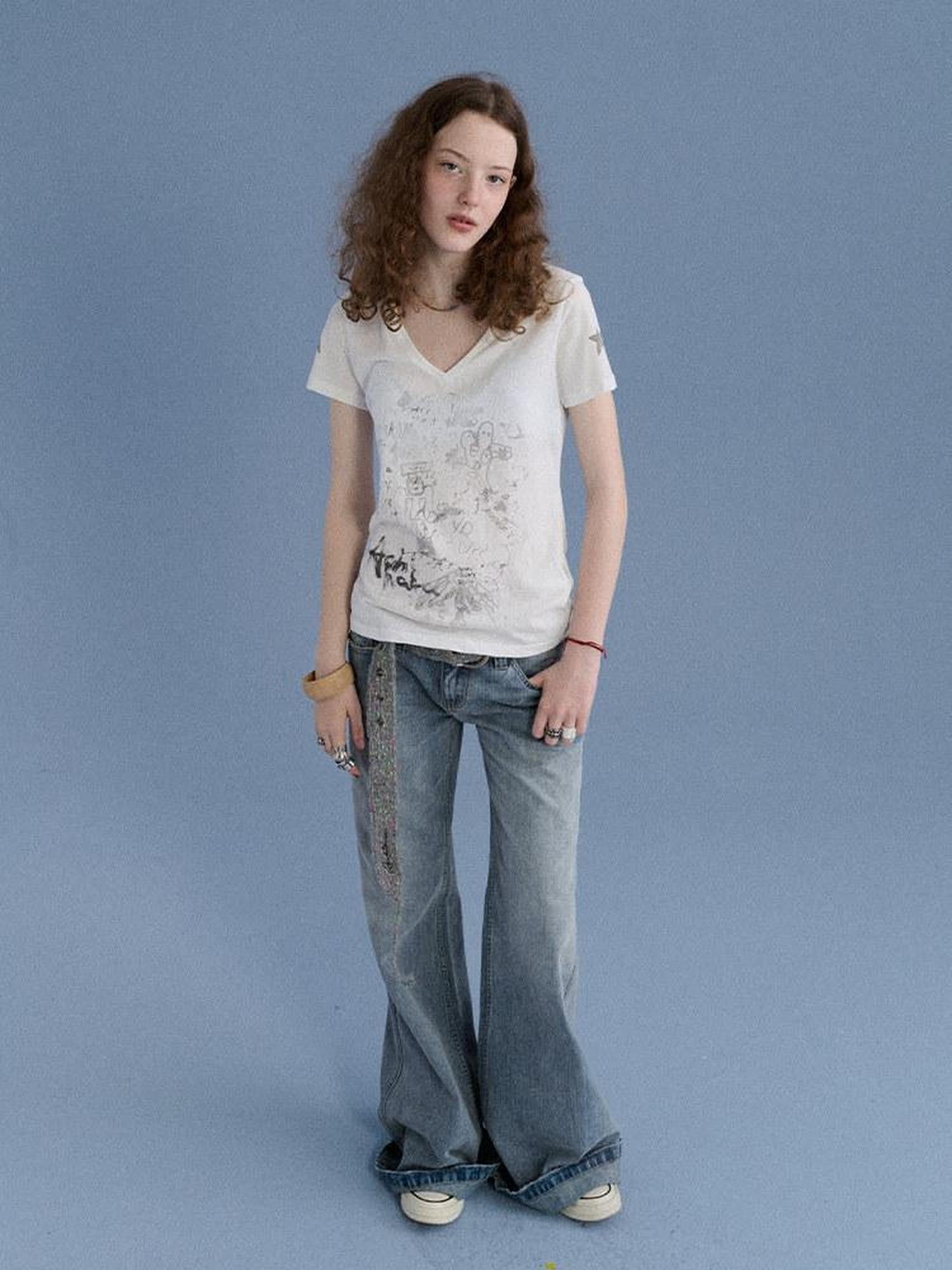Achihara Beach Washed Low Waist Slight Stretch Women&