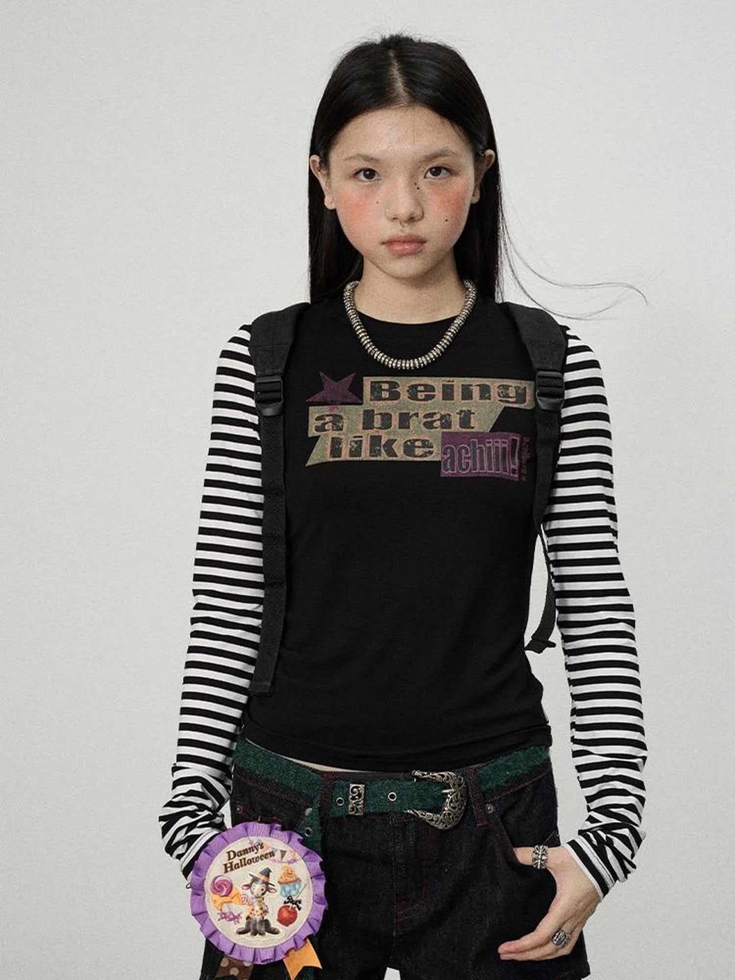 Being A Brat Like A Child Stripe Long Sleeve Top