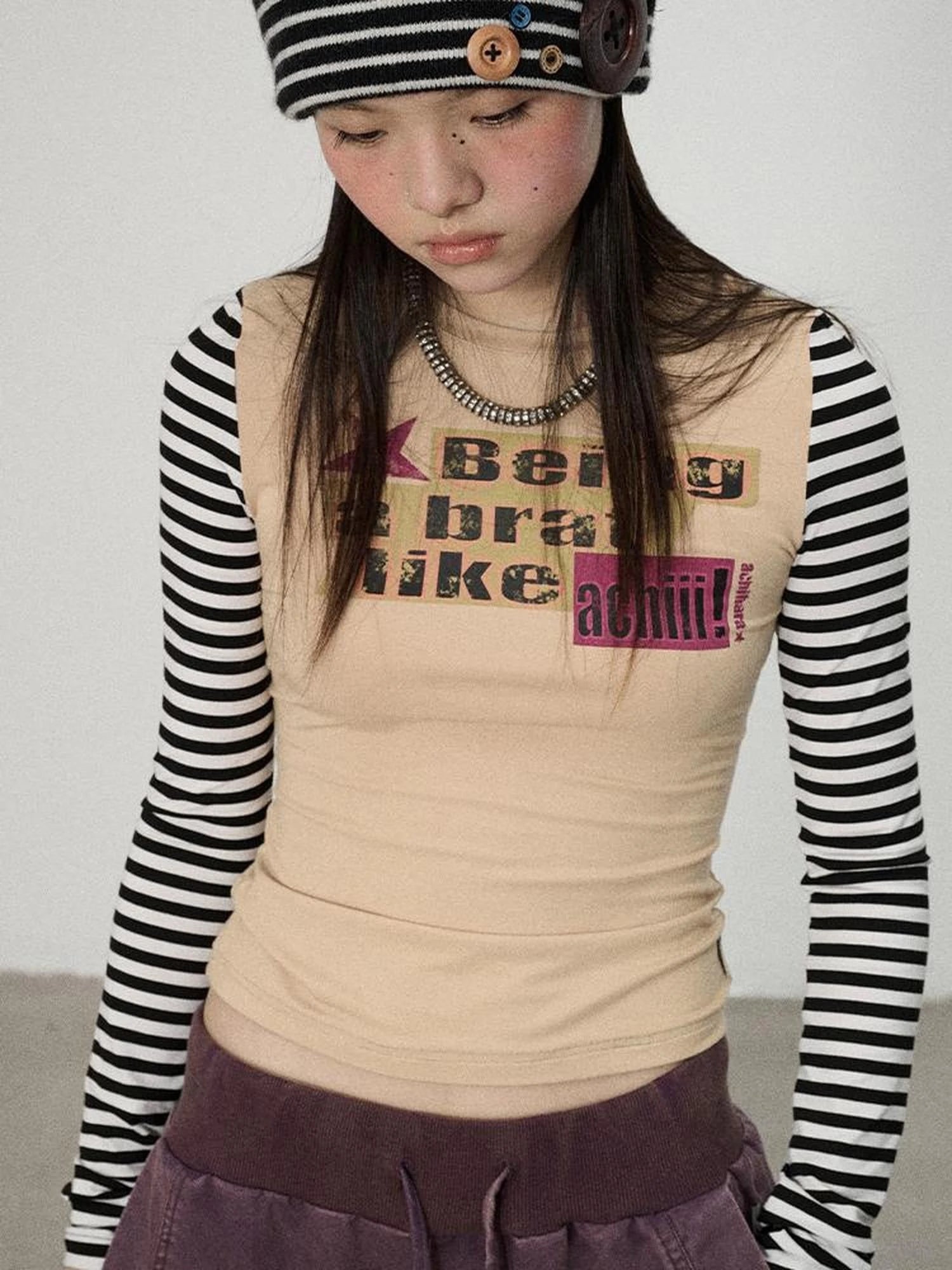 Being A Brat Like A Child Stripe Long Sleeve Top