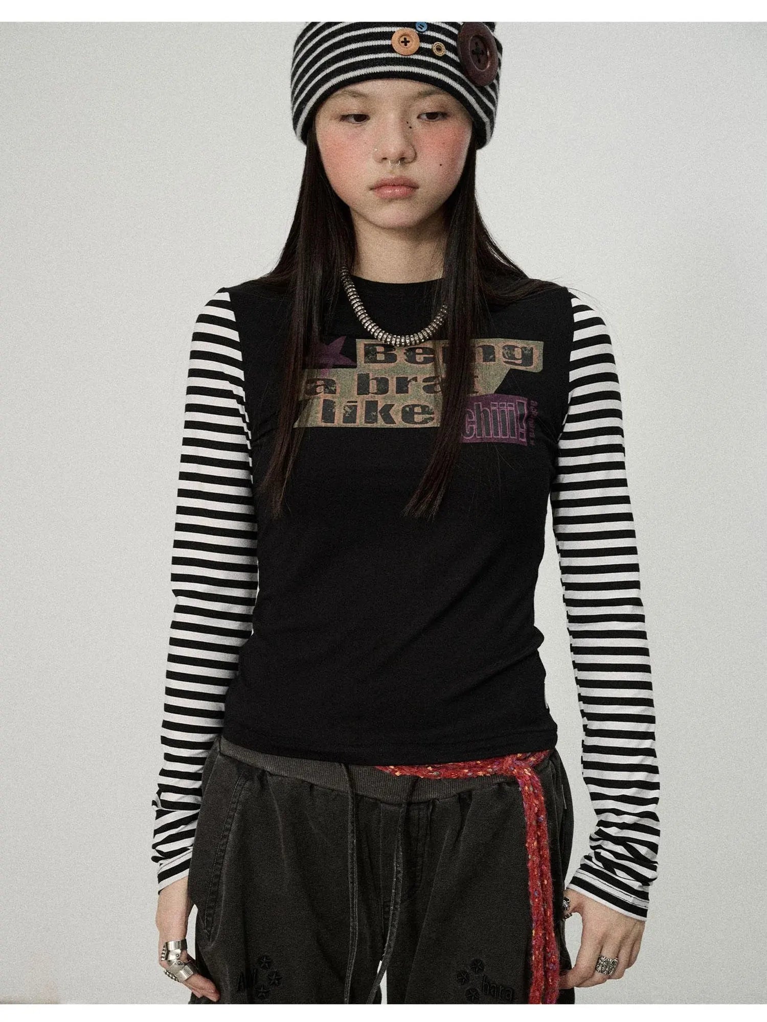 Being A Brat Like A Child Stripe Long Sleeve Top