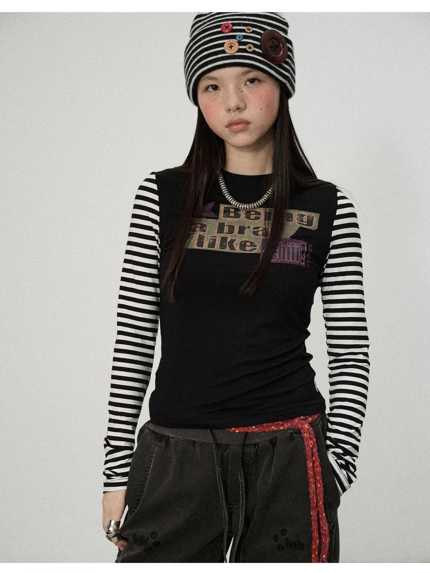 Being A Brat Like A Child Stripe Long Sleeve Top