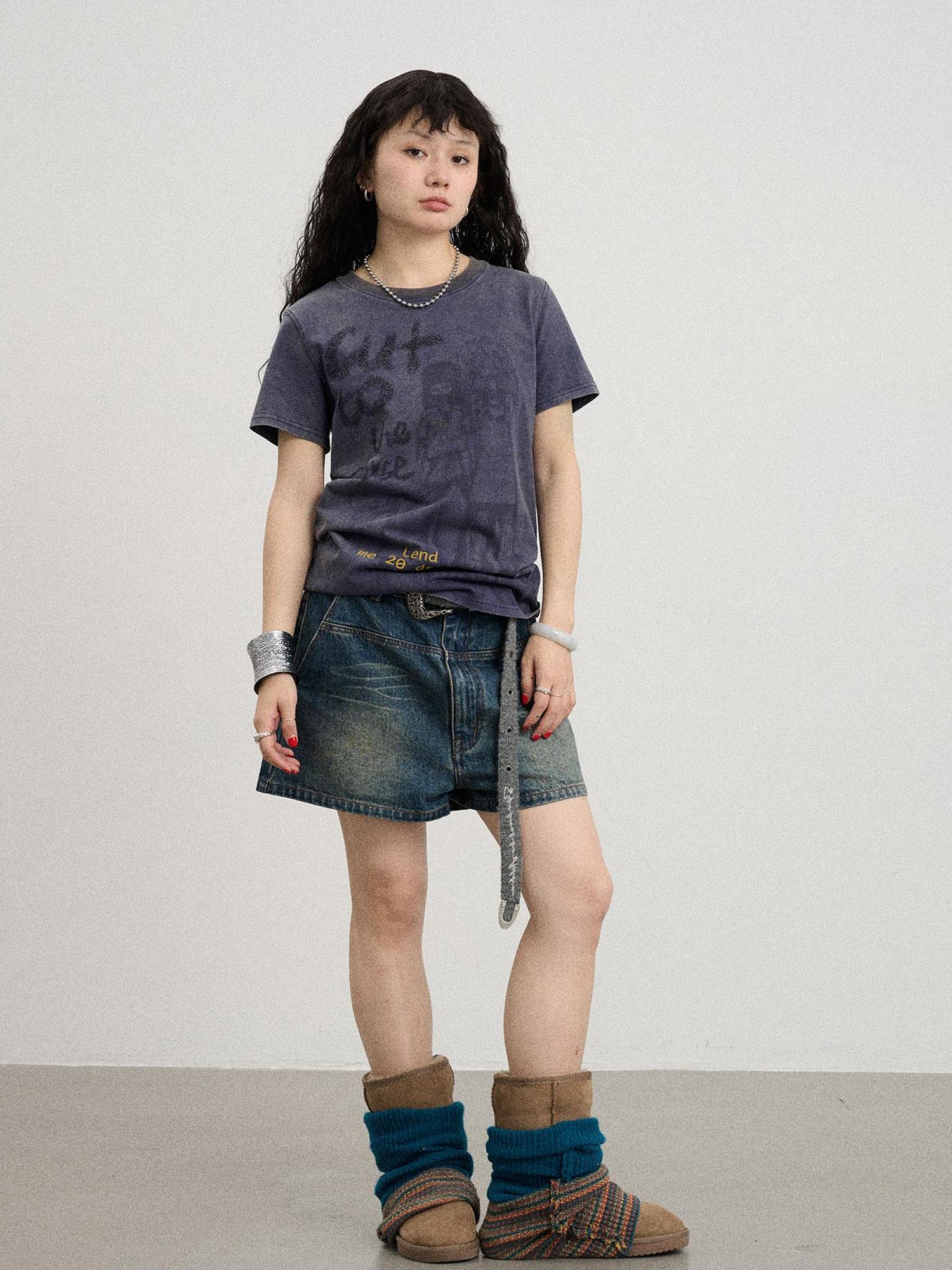 Achihara Bestie Borrowed Tee Retro Washed Cotton
