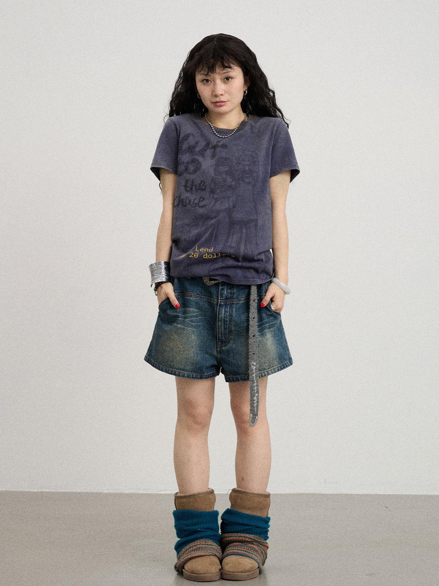 Achihara Bestie Borrowed Tee Retro Washed Cotton
