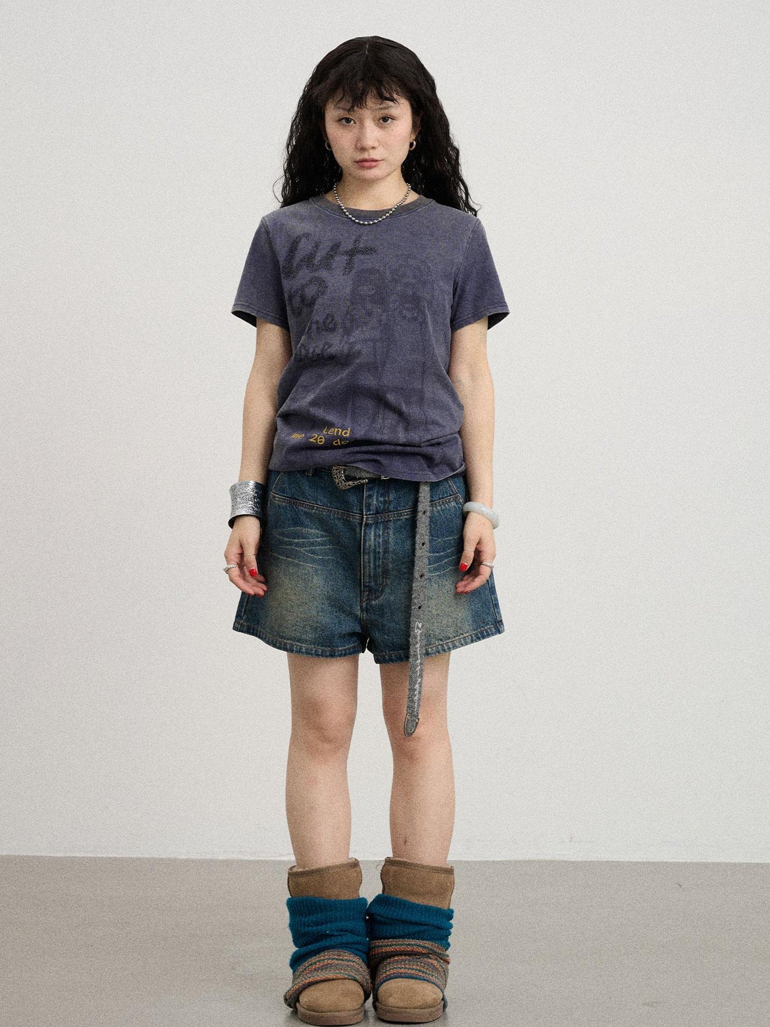 Achihara Bestie Borrowed Tee Retro Washed Cotton
