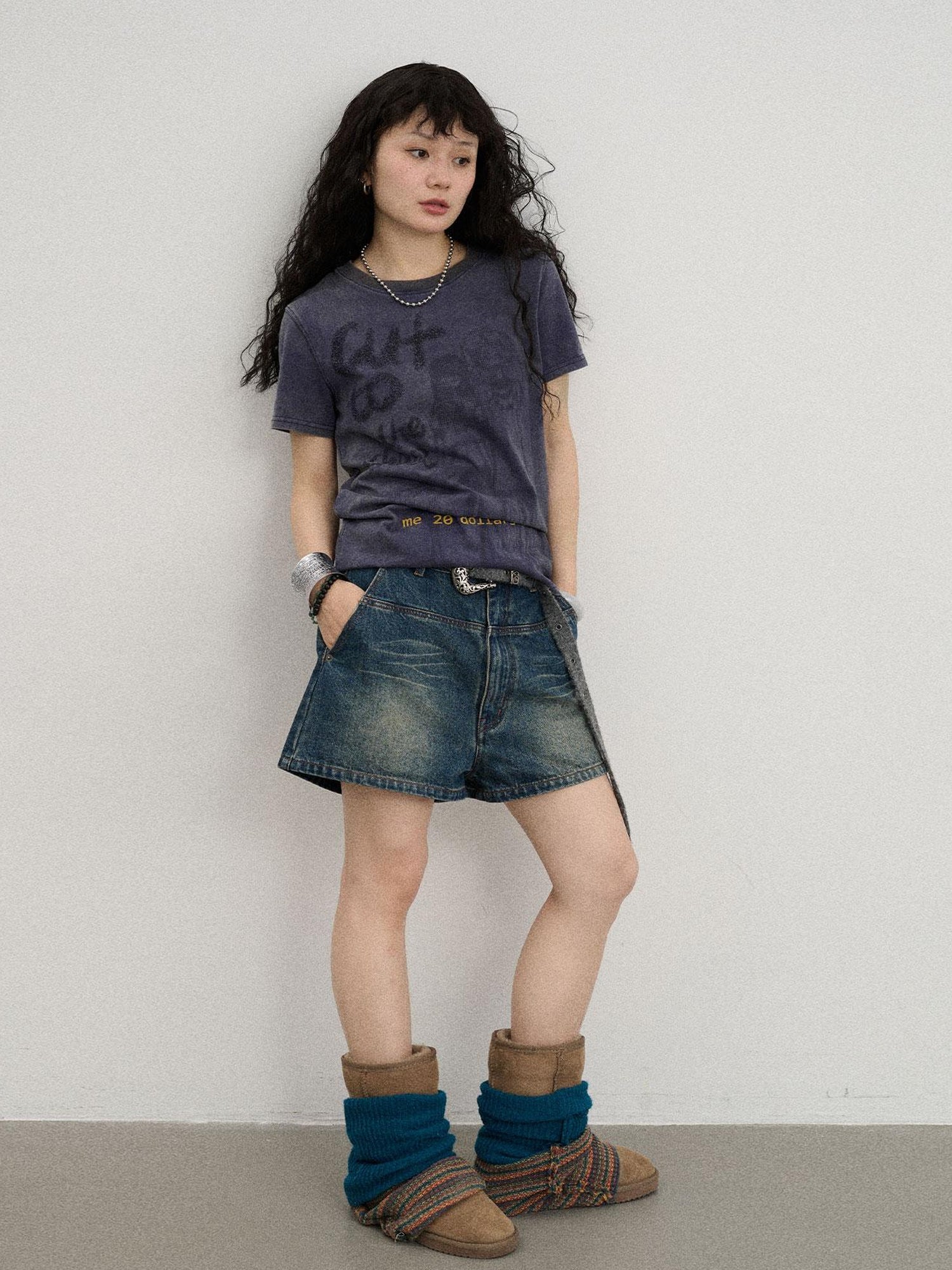 Achihara Bestie Borrowed Tee Retro Washed Cotton
