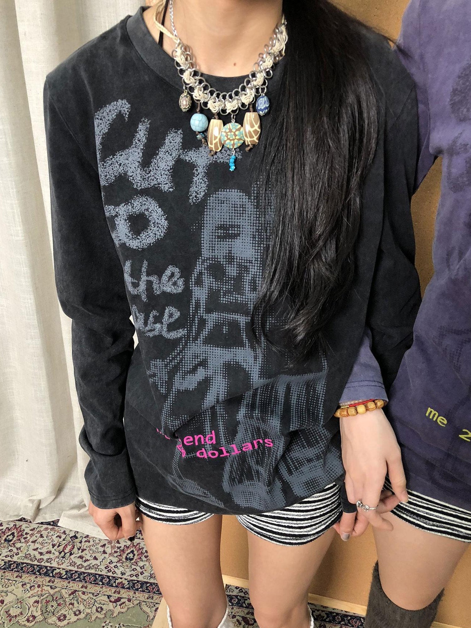 Achihara Bestie Borrowed Tee Retro Washed Cotton