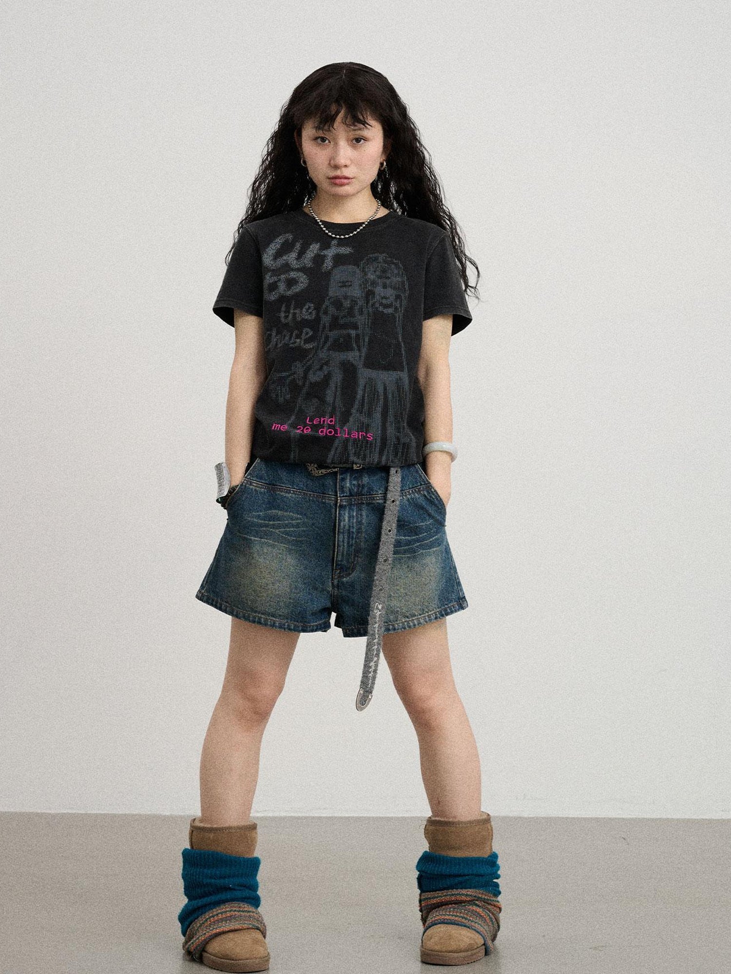 Achihara Bestie Borrowed Tee Retro Washed Cotton