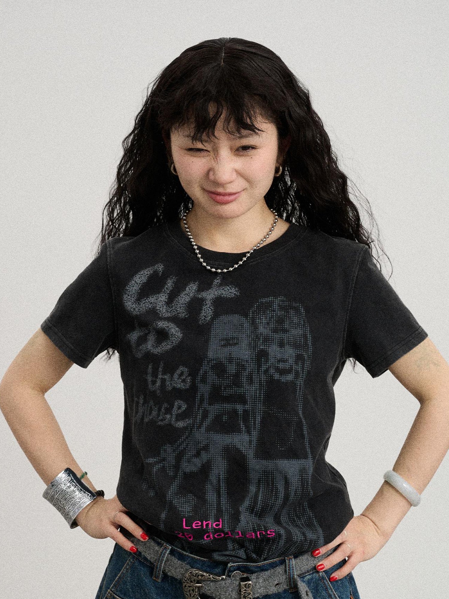 Achihara Bestie Borrowed Tee Retro Washed Cotton
