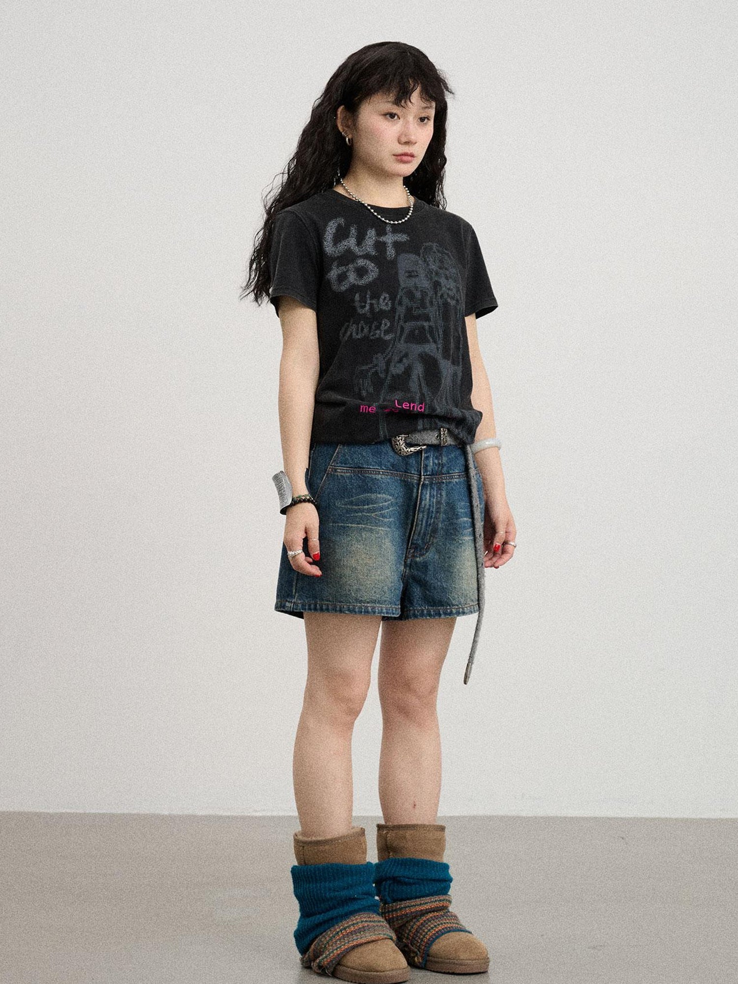 Achihara Bestie Borrowed Tee Retro Washed Cotton
