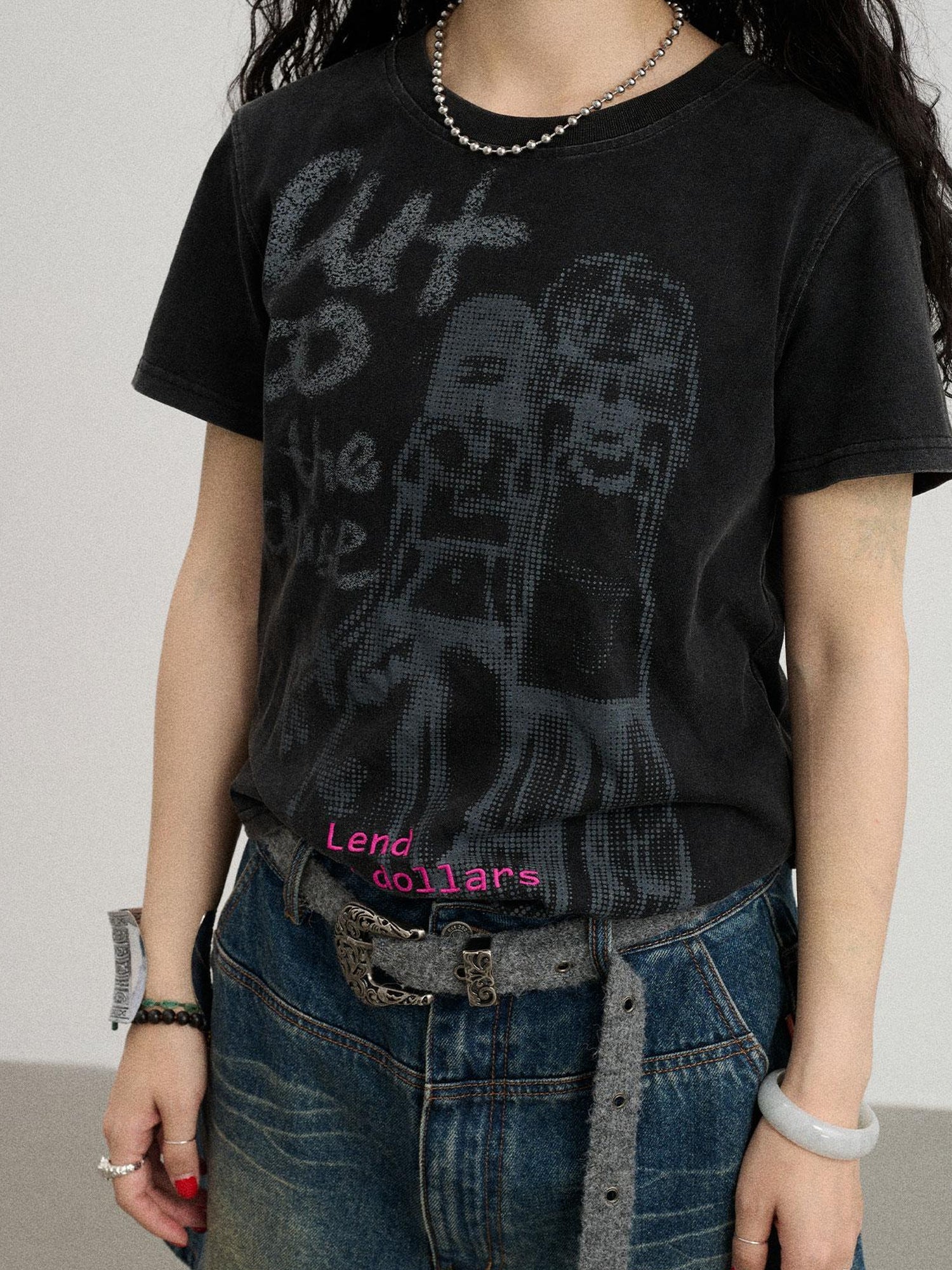 Achihara Bestie Borrowed Tee Retro Washed Cotton