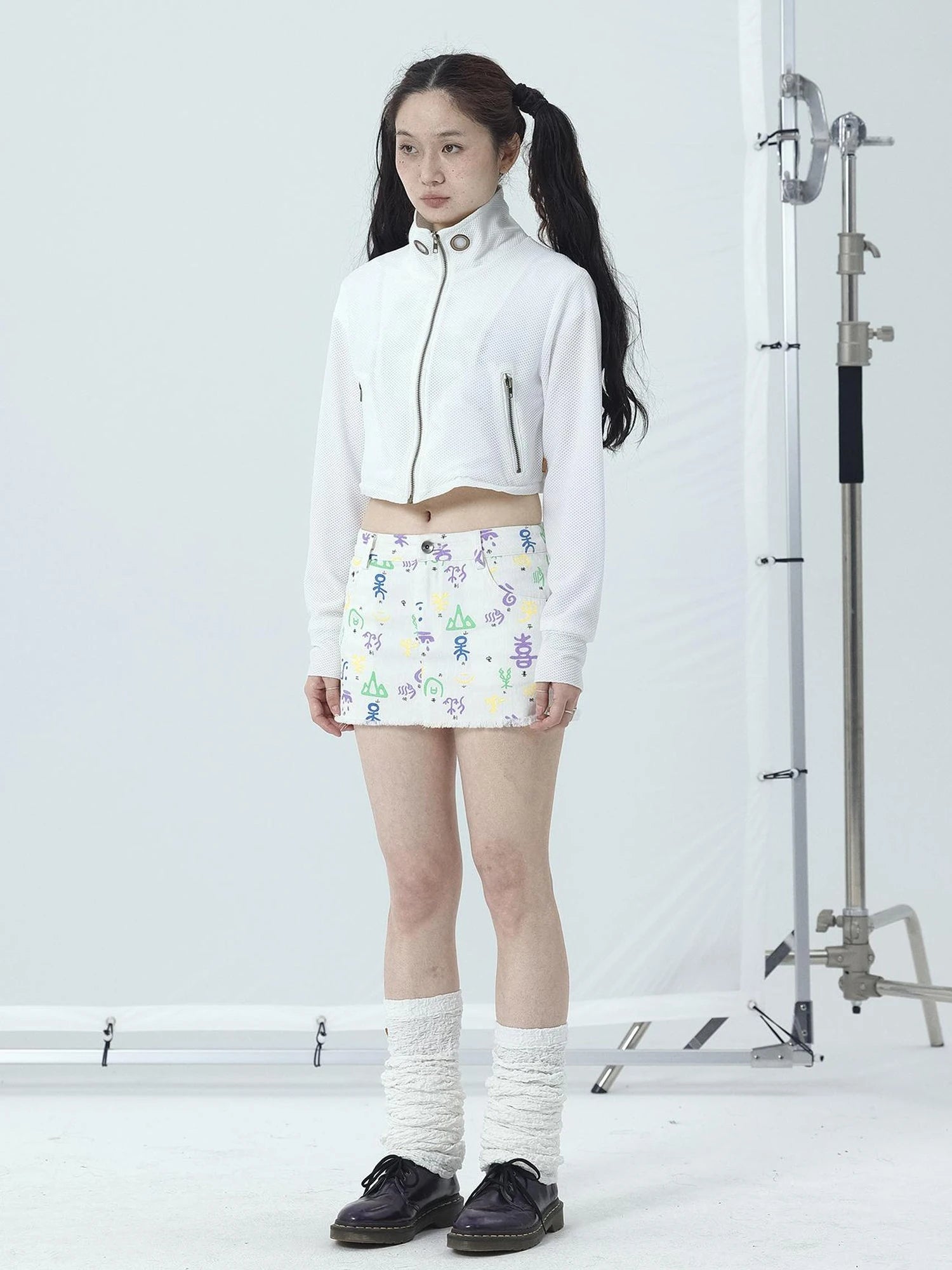 Blessed High Waist Slim Fit Cotton Mini Skirt