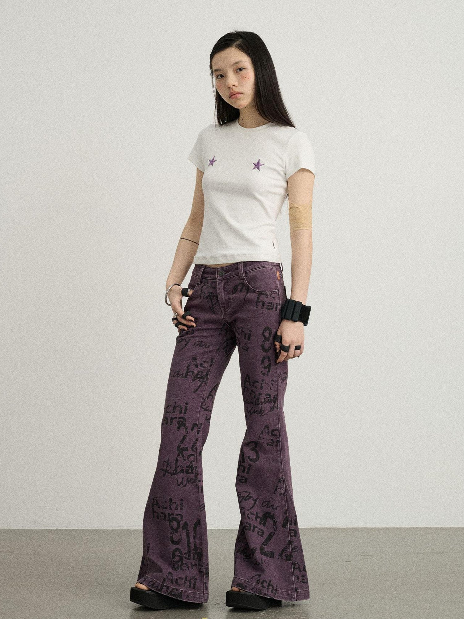 Achihara Blueberry Flare Denim Pants