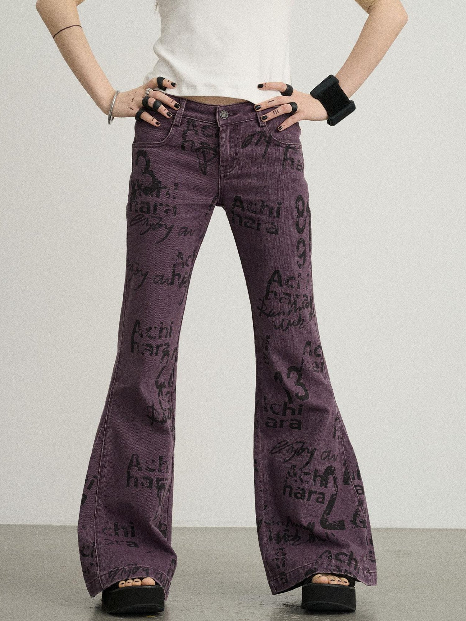Achihara Blueberry Flare Denim Pants