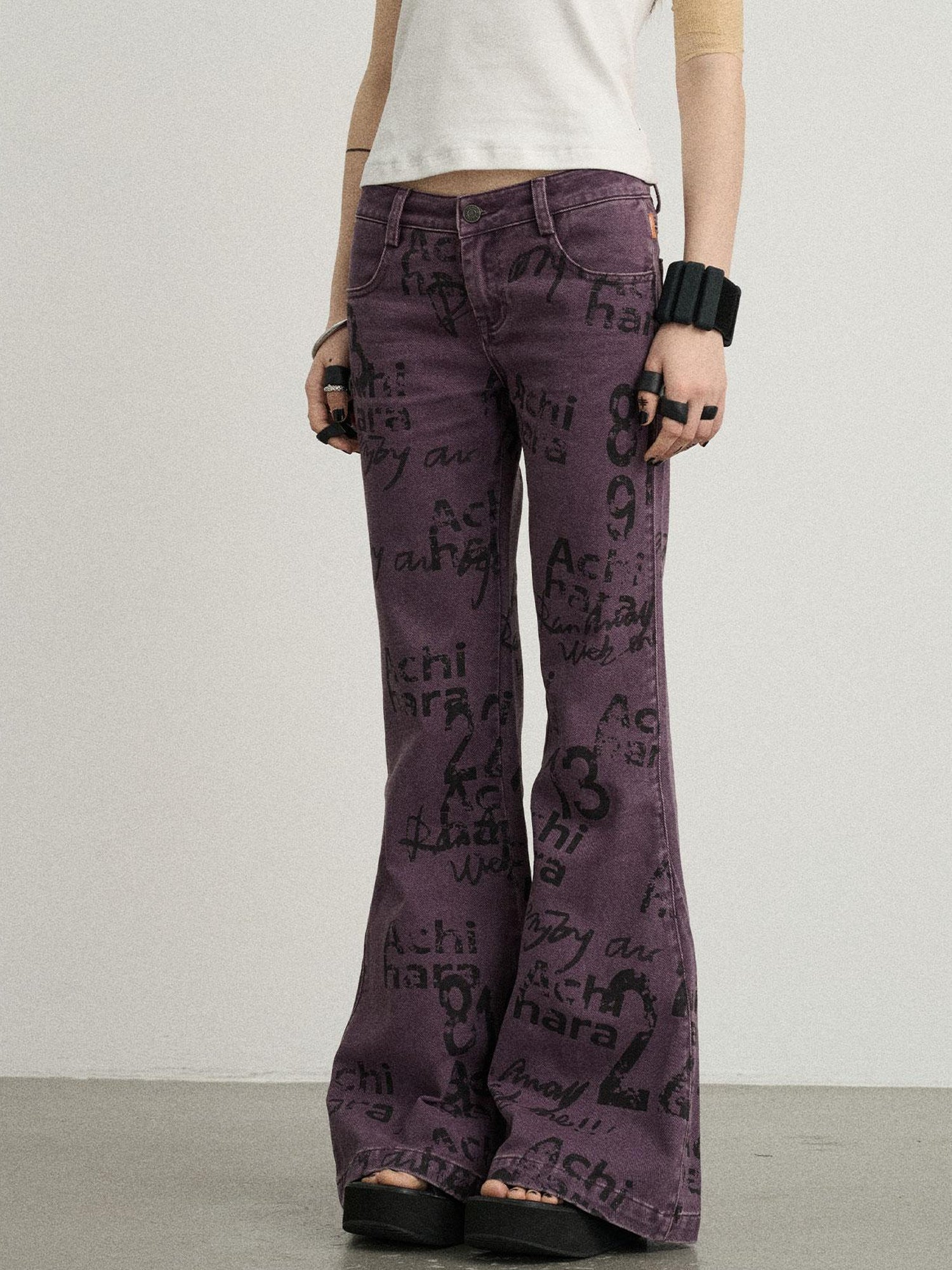 Achihara Blueberry Flare Denim Pants