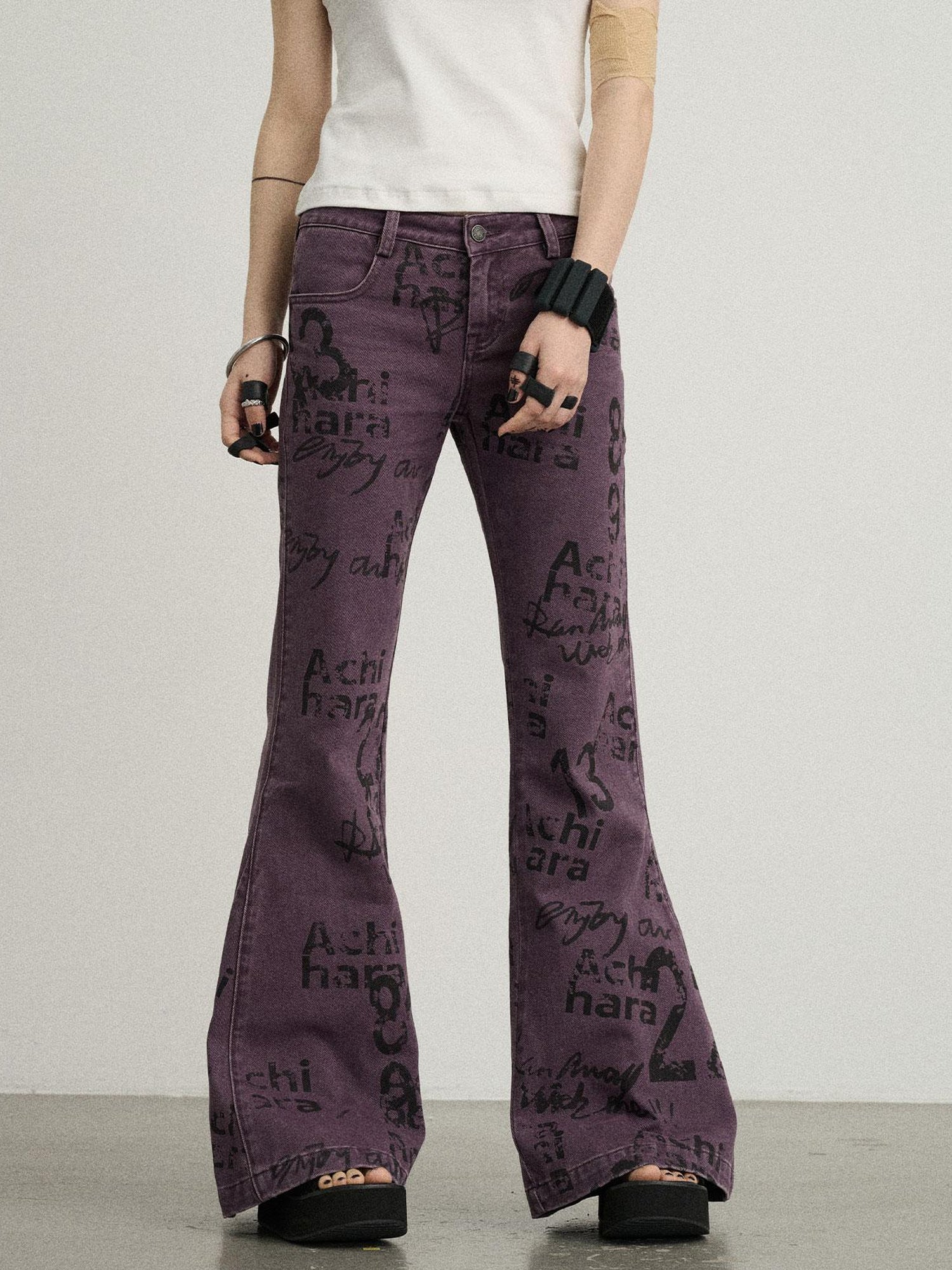 Achihara Blueberry Flare Denim Pants