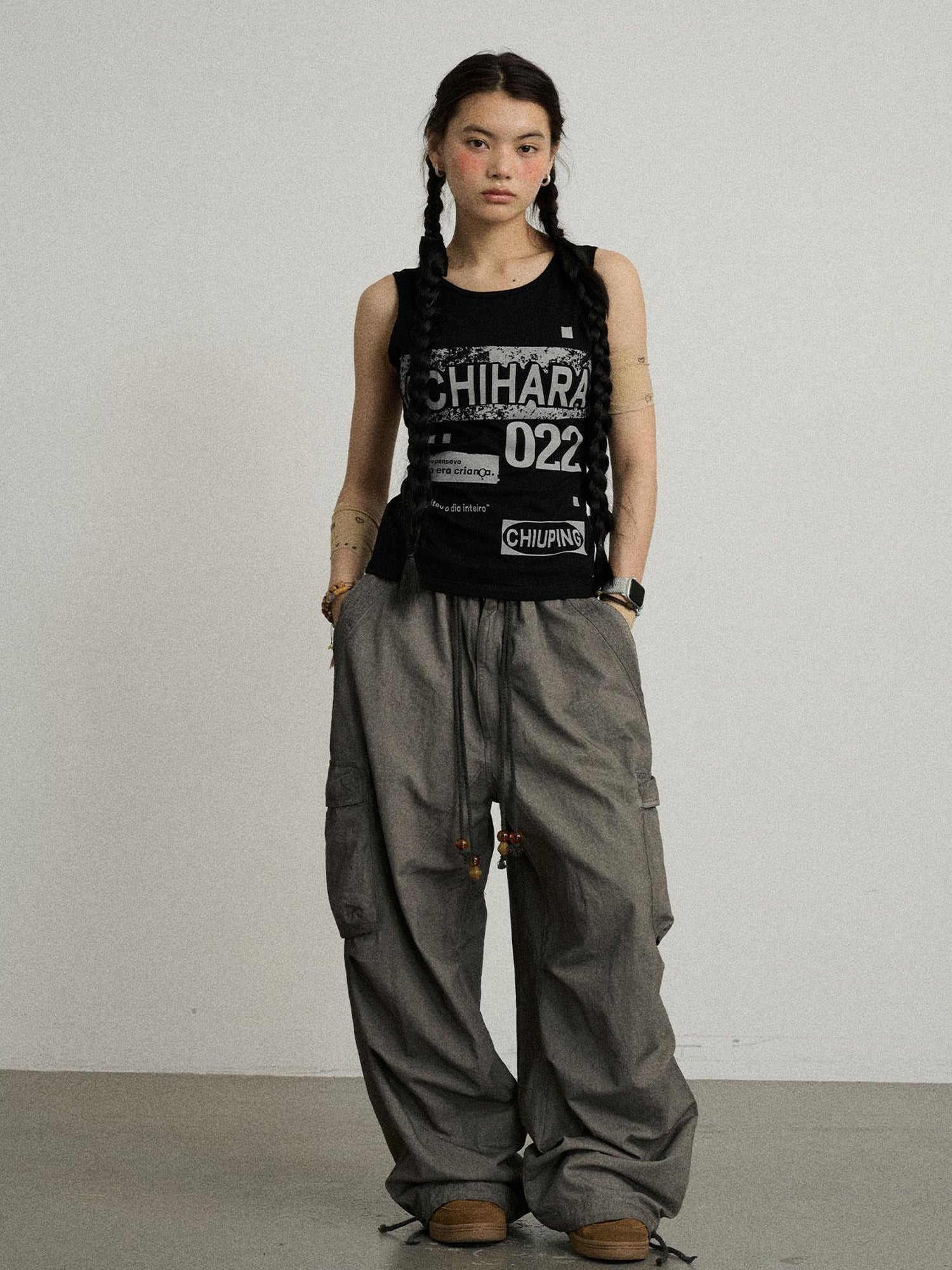 Achihara Blurred Focus Wide Leg Trousers