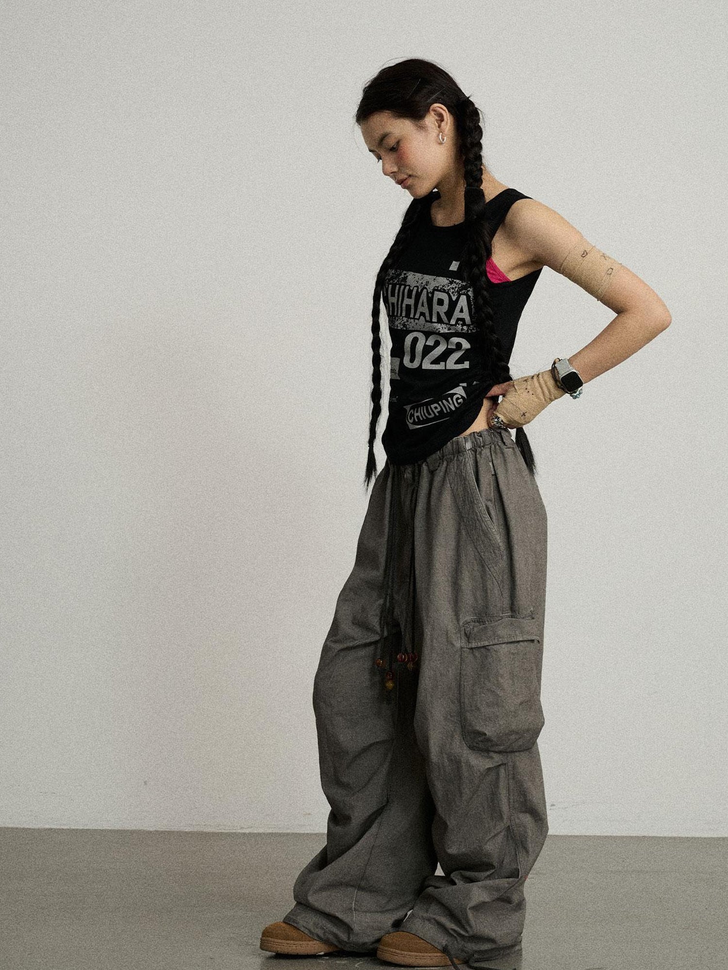 Achihara Blurred Focus Wide Leg Trousers