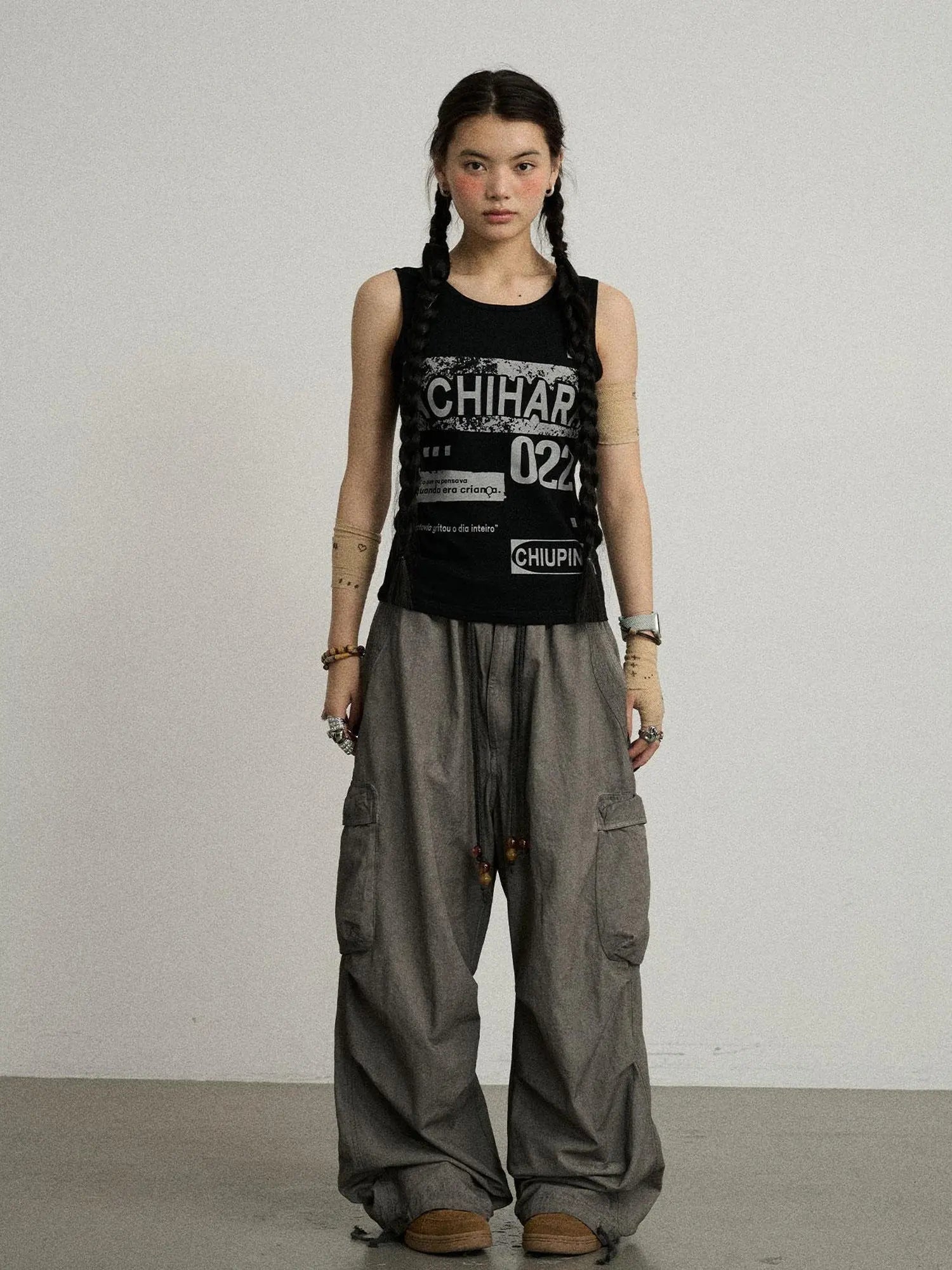Blurred Focus Wide Leg Trousers