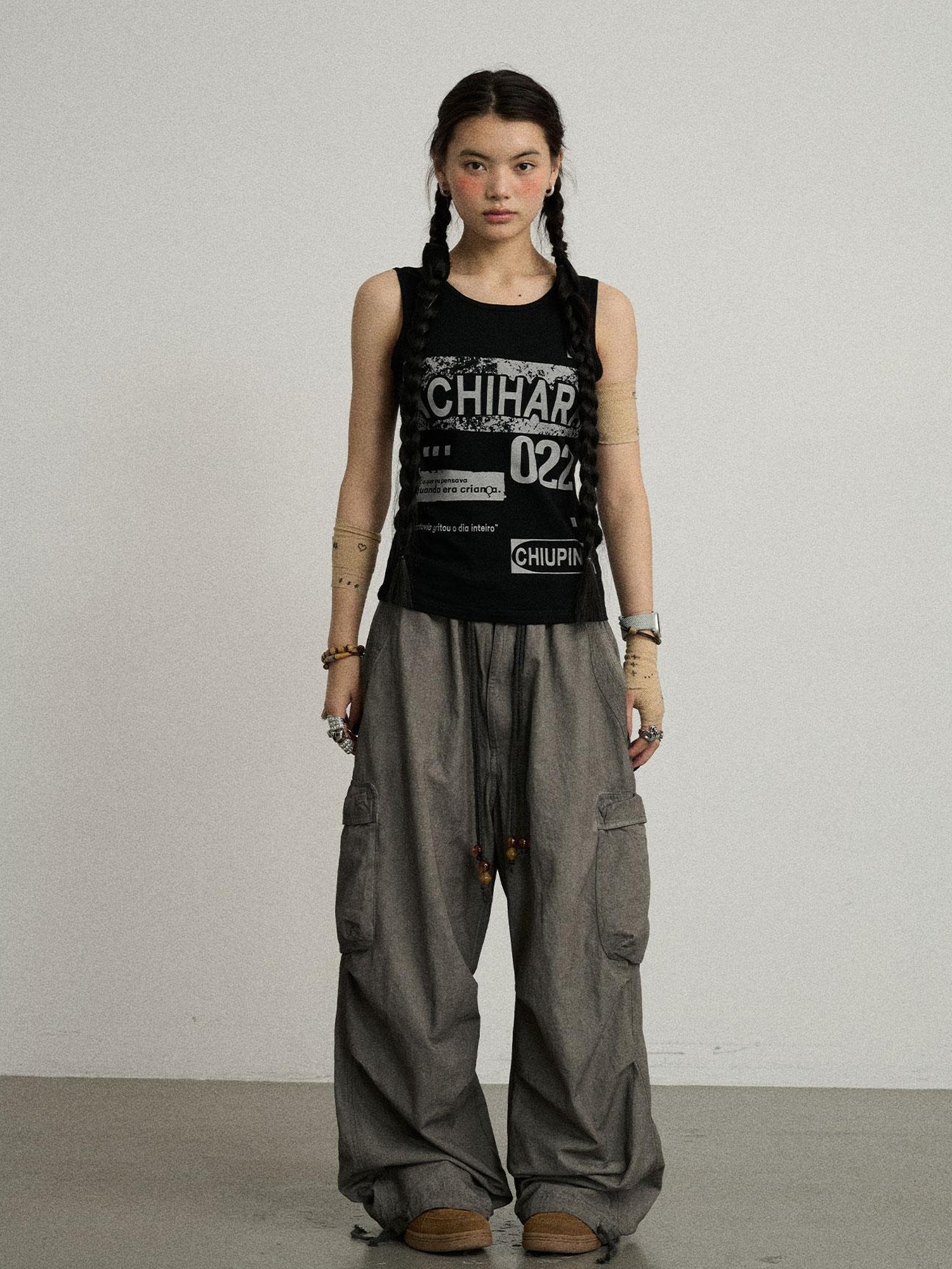 Achihara Blurred Focus Wide Leg Trousers