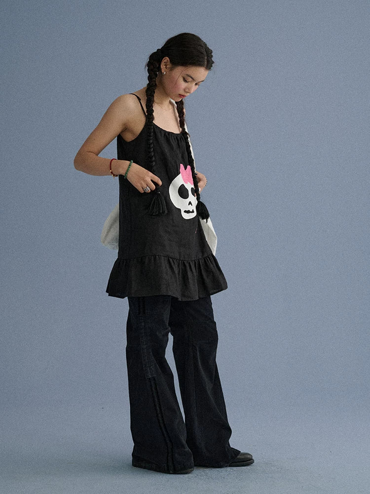 Achihara Breathable 100 Percent Linen Loose A Line Sleeveless City Commuter Tank Camisole-4