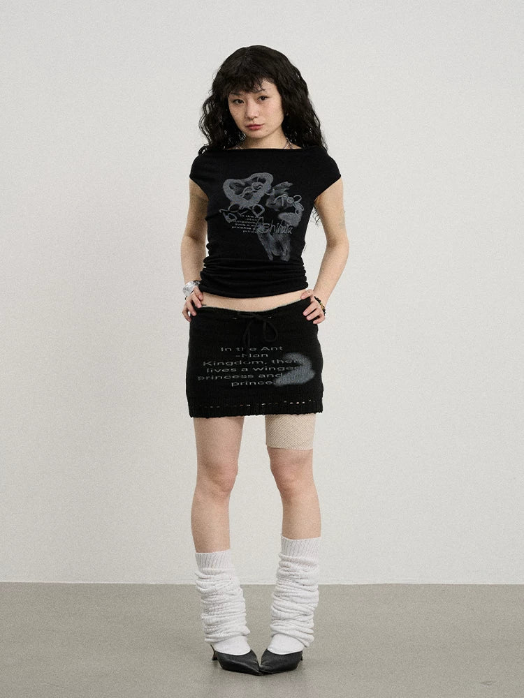 Achihara Breathable Knit A-Line Skirt-3