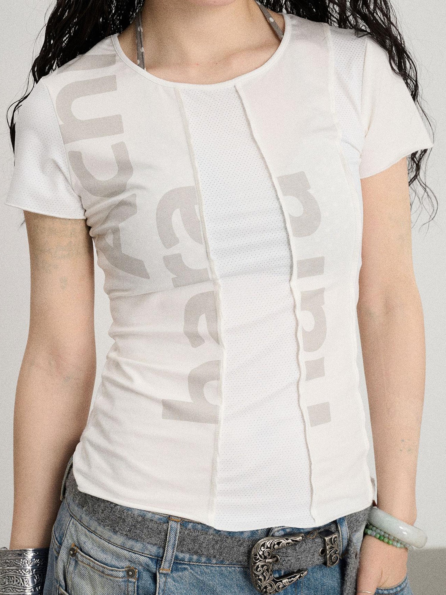 Achihara Breathable Split Knit Summer Tee