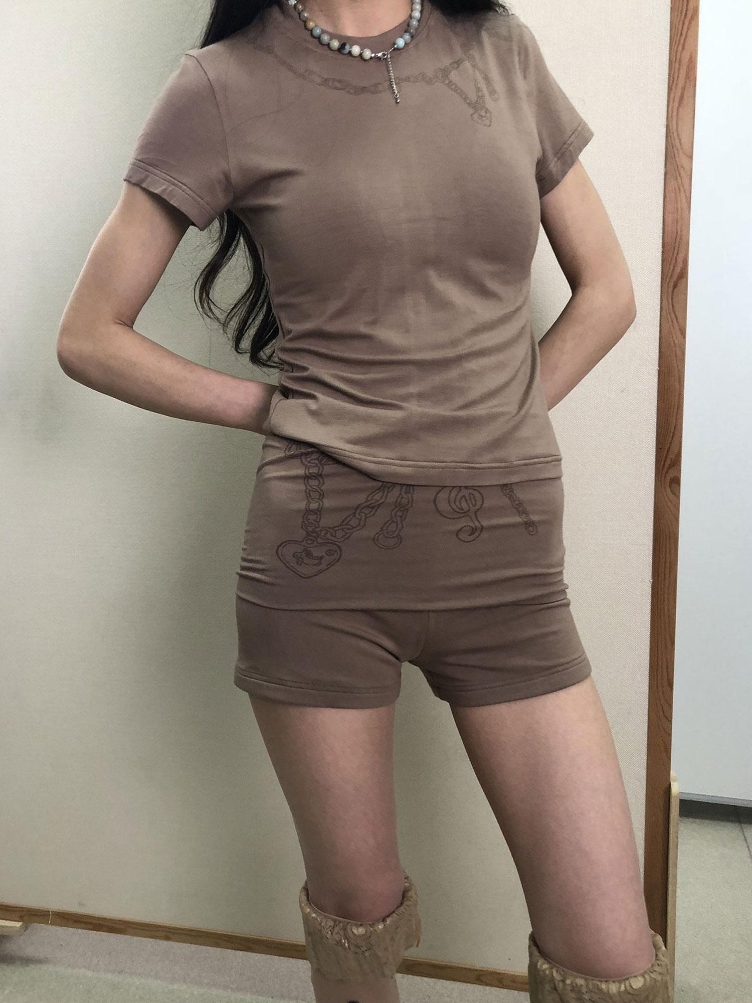 Achihara Breton Chain Romance Stretch Shorts