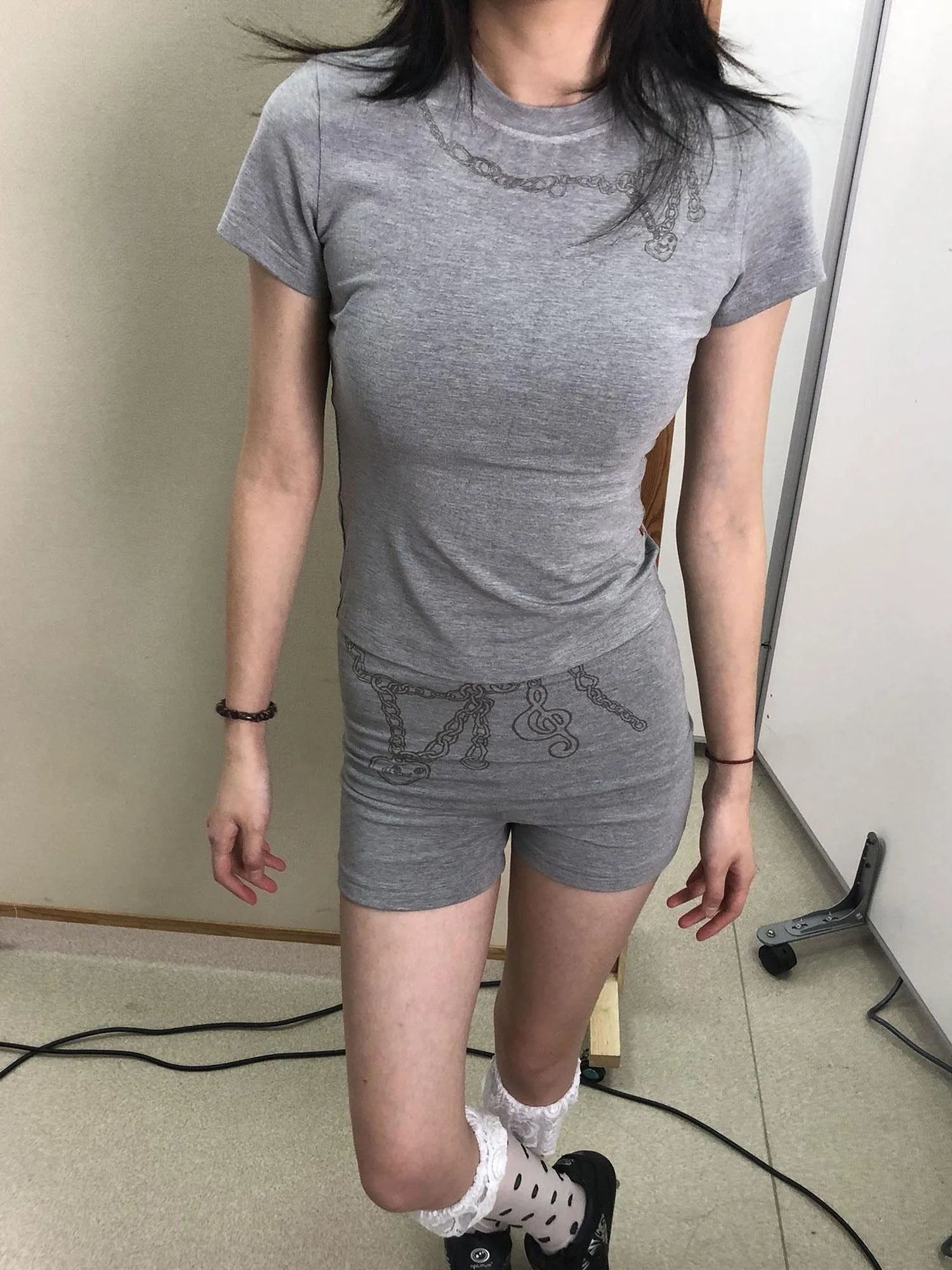 Breton Chain Romance Tee Feminine Symbolism Short Sleeve Top