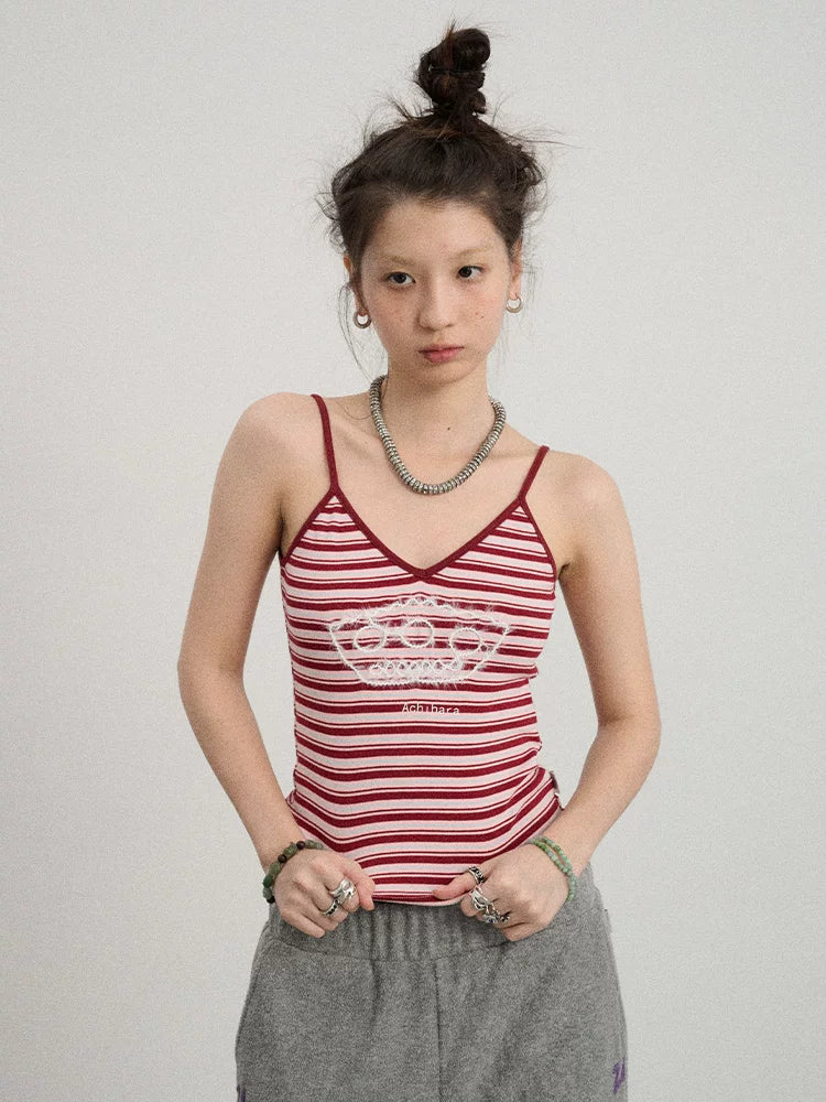 Achihara Breton Dixie Striped Rope Embroidered Bralette-2