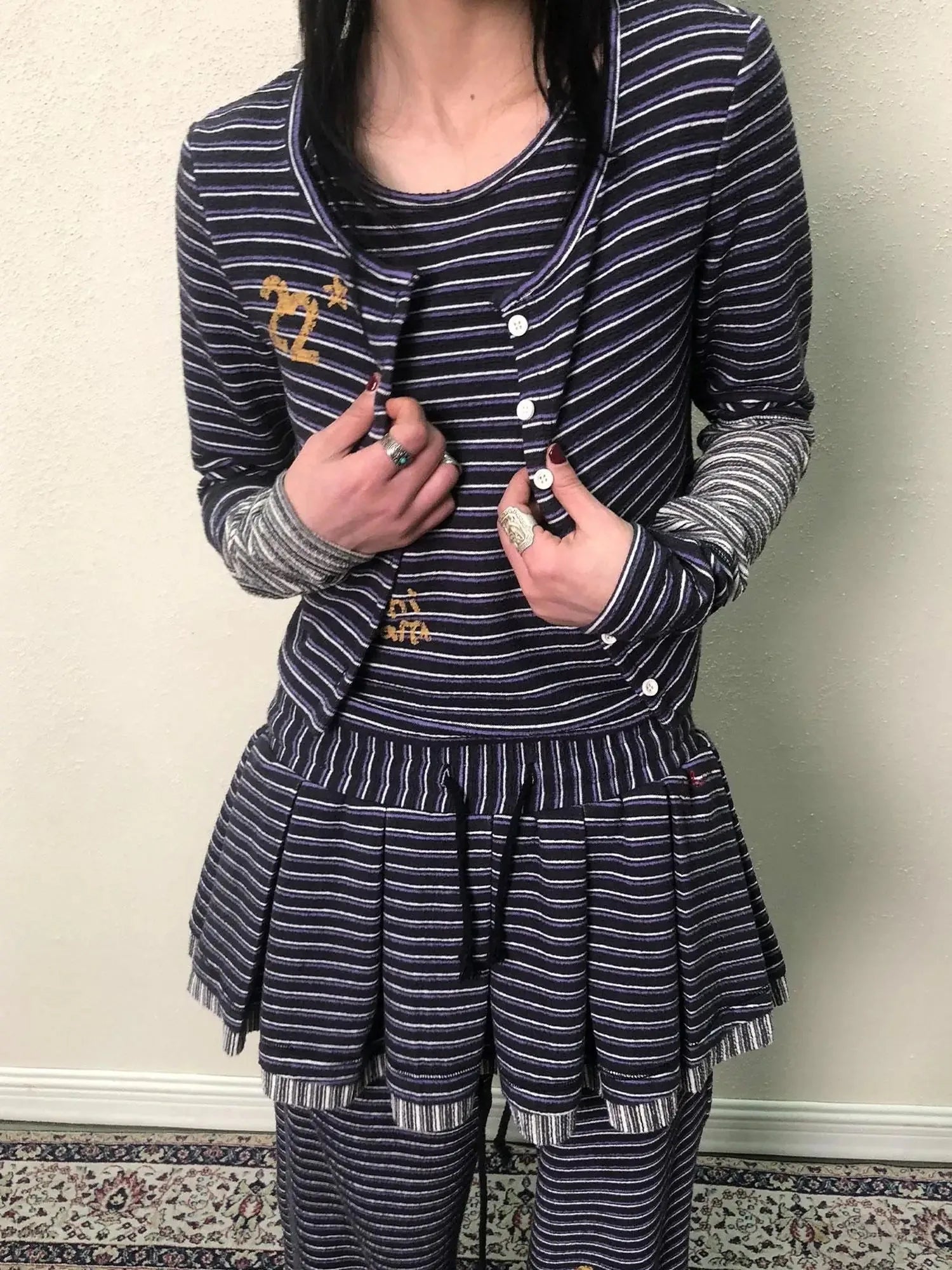 Breton Star Stripe Long Sleeve Cardigan